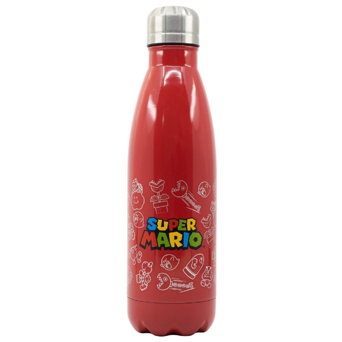 Super Mario Trinkflasche - Stainless Steel Bottle 780 ml mit Schraubverschluss, Edelstahl
