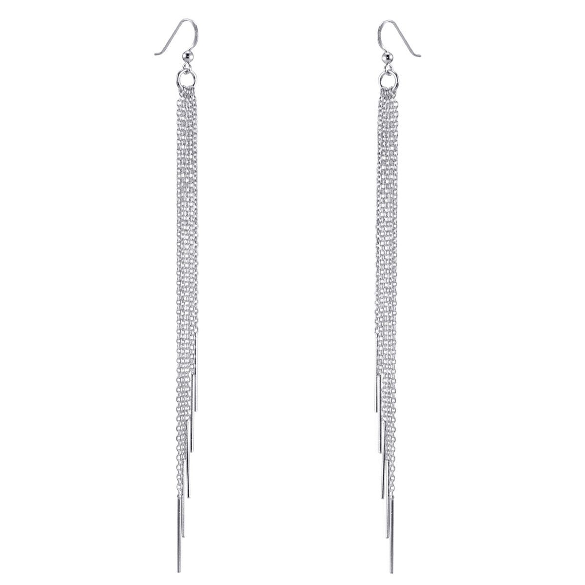 Paar Ohrhänger Damen Silber Pendel Stäbchen 140mm SO-47
