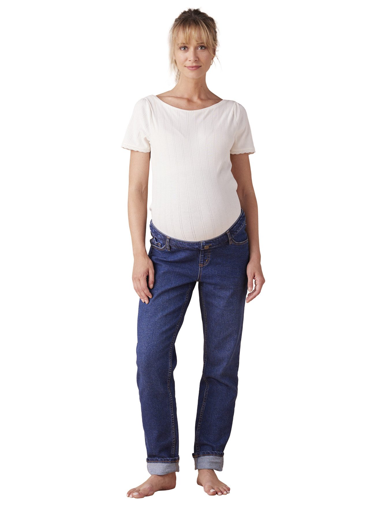 Envie de Fraise Umstandsjeans Mom-Jeans für die Schwangerschaft WATERLESS Bundweite verstellbar, abnehmbarer Einsatz