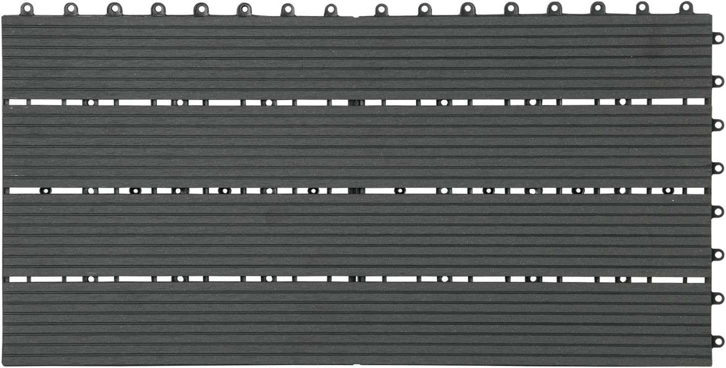 6 Klickfliese Anthrazit 30x60cm, Holz-Optik WPC-Fliesen, Terrassendielen St., Woltu