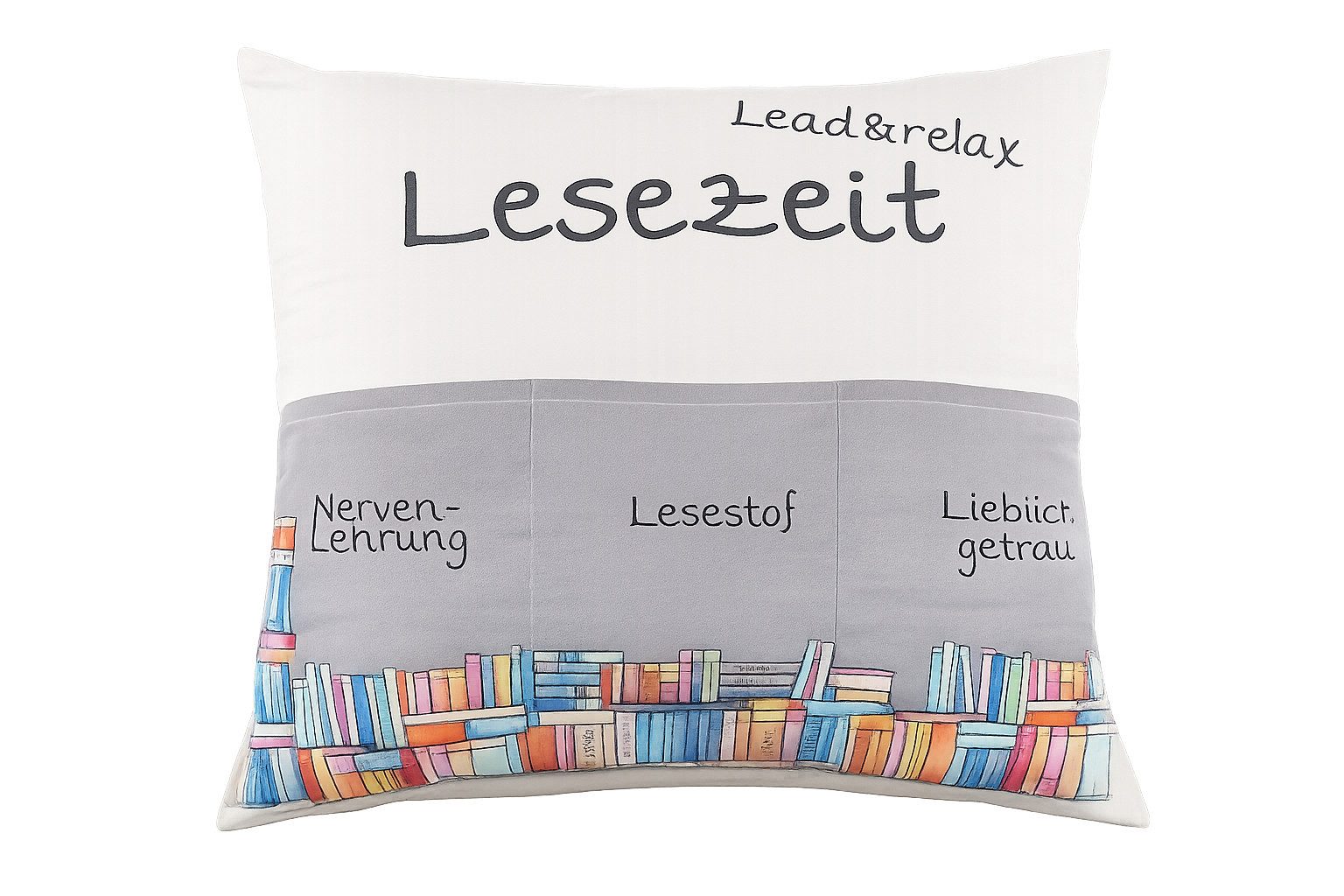 Fiduciashop Dekokissen Kissen Lesezeit 49 x 35 cm Lesekissen Rückenstützkissen Sitzkissen, Kuschelkissen Lesehilfe Sofakissen Wohnkissen Kissen zum Lesen