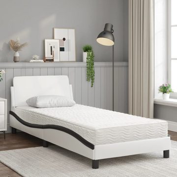 vidaXL Bett Bett mit Matratze Weiß und Schwarz 80x200 cm Kunstleder