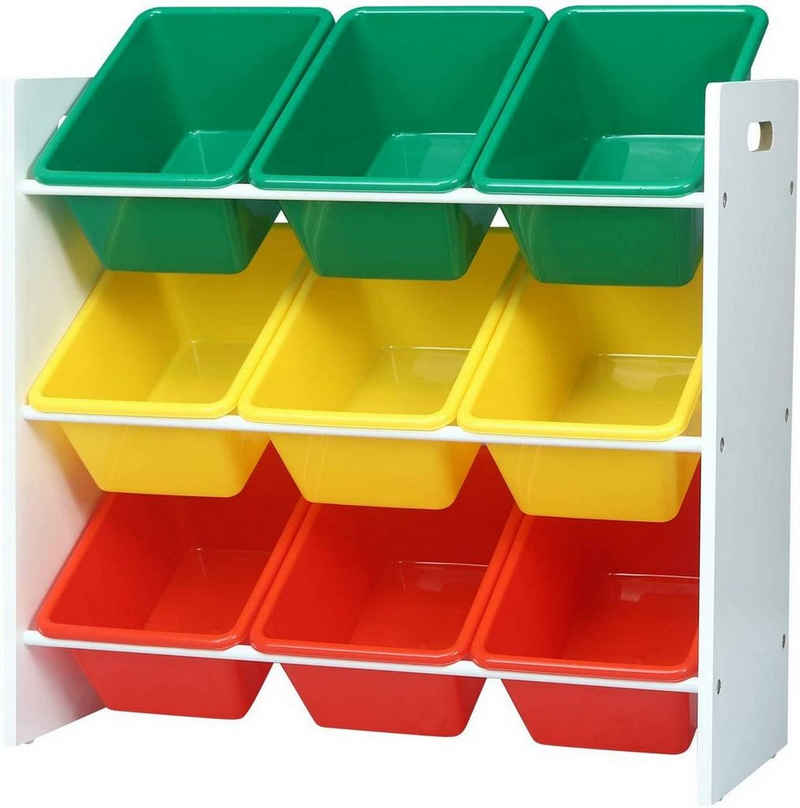 Woltu Standregal, Kinder Aufbewahrungsregal mit 9 Kisten Mehrfarbig