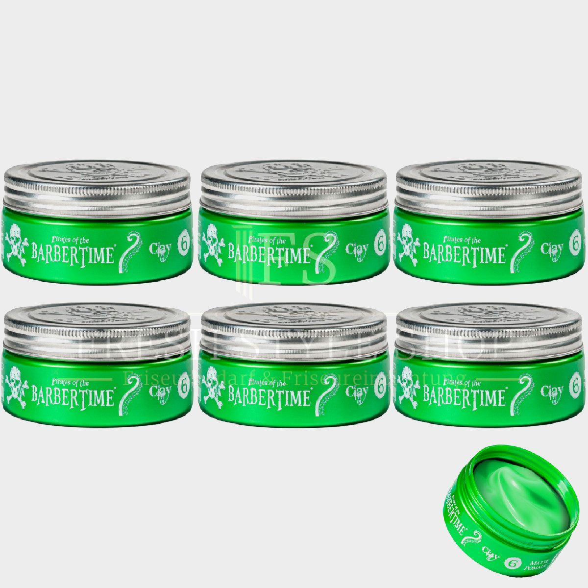 BARBERTIME Haarwachs 6x Haarpomade Hair Pomade Styling Pomade 150ml Matte Clay, 6-tlg.