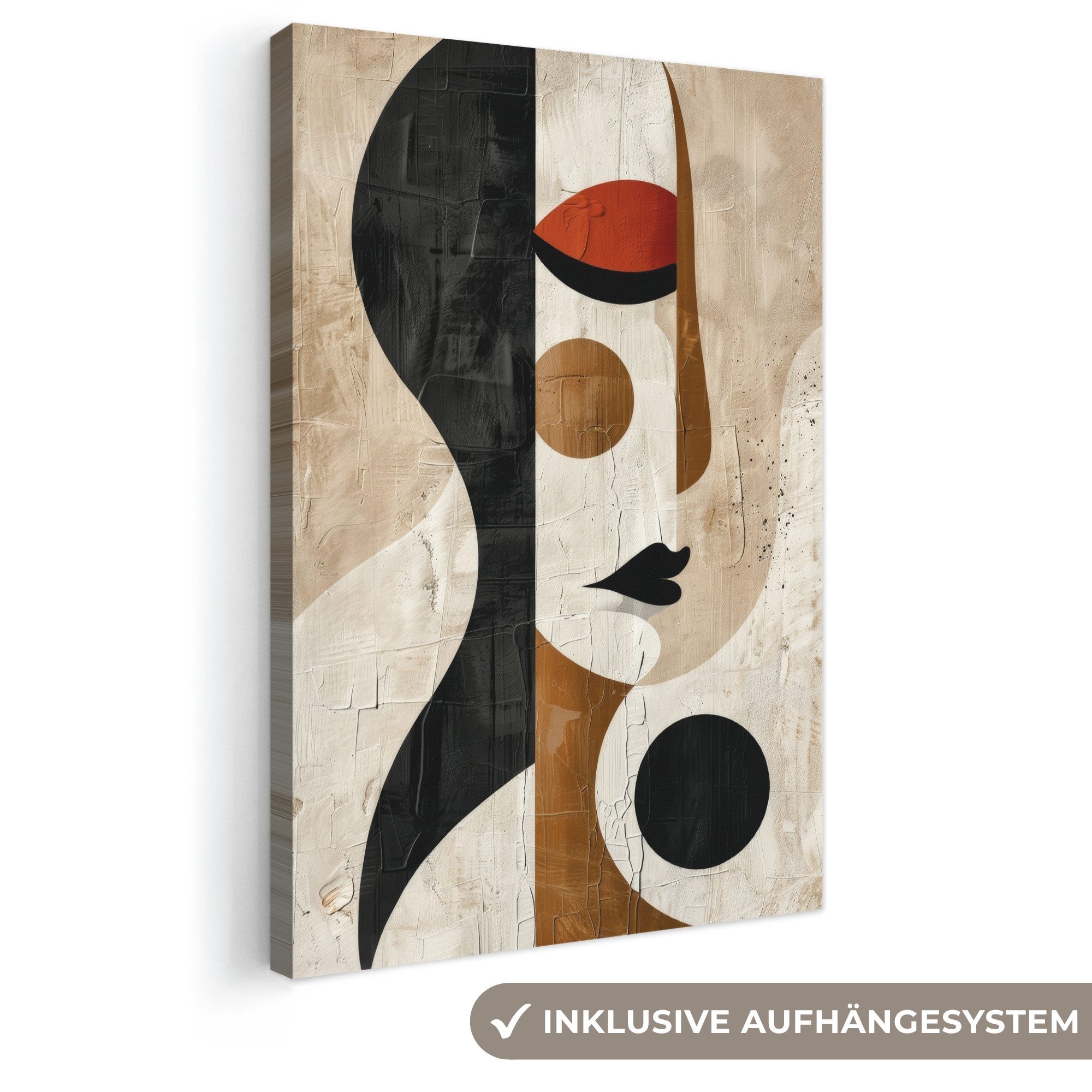 OneMillionCanvasses® Leinwandbild Gesicht - Abstrakt - Kunst - Formen, Fotodruck (1 St), Leinwand Canvas Wandbild, Wanddekoration 20x30 cm