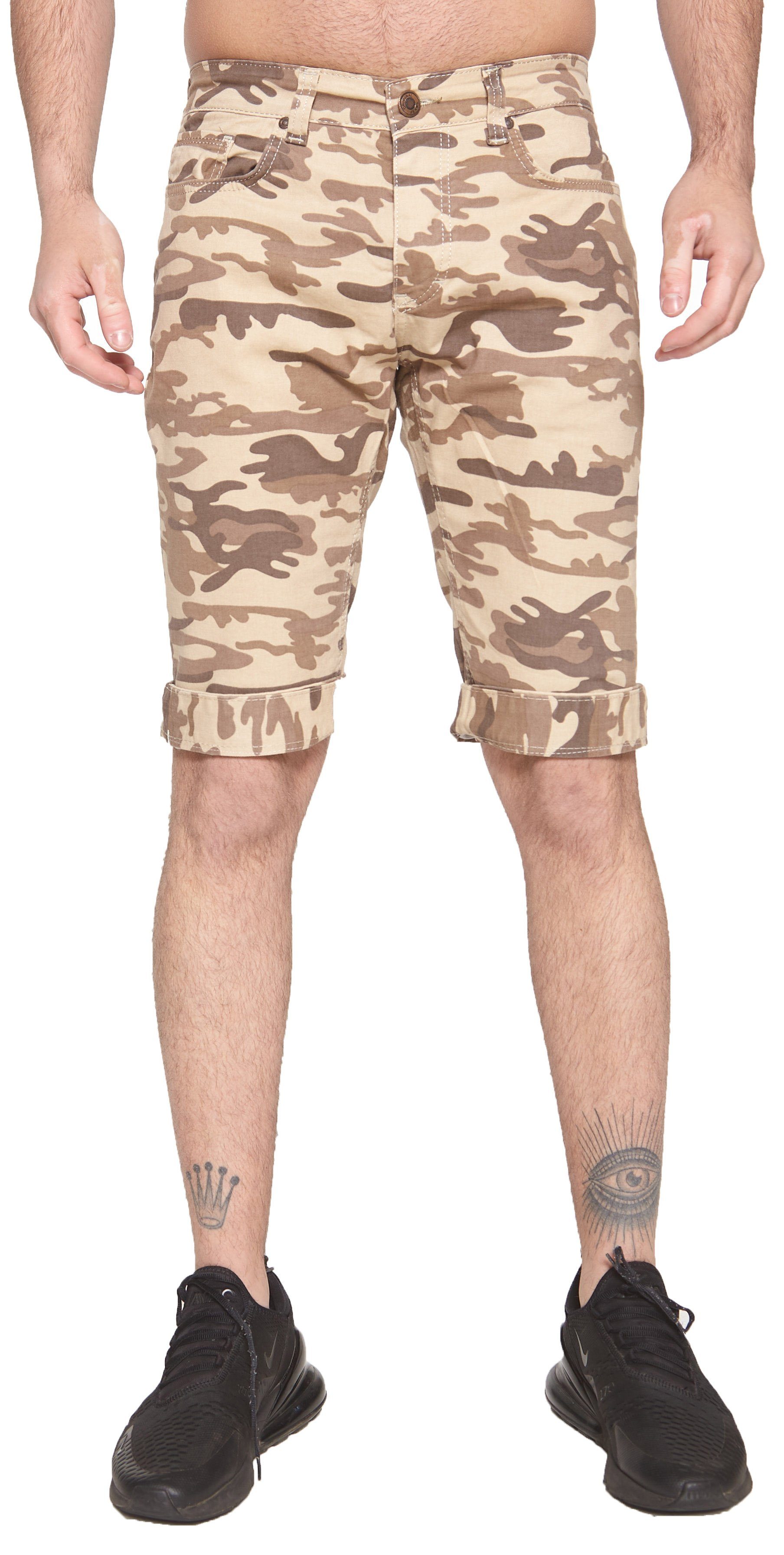 John Kayna Shorts Herren Jeans Kurze Hose Männer Bermudas Camouflage (Kurze Hose Bermudas Sweatpants, 1-tlg., im modischem Design) Fitness Freizeit Casual Blau