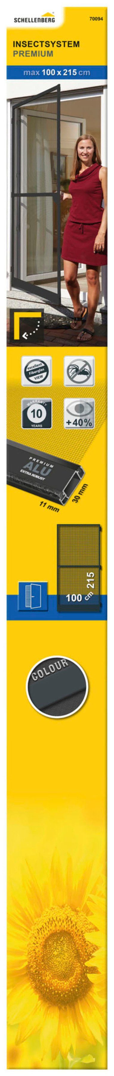 SCHELLENBERG Защита от насекомых-Tür Premium, Fliegengitter für Balkontüren und Terrassentüren, (Set, 1-St), mit Aluminiumrahmen, 100 x 215 cm, anthrazit und weiß