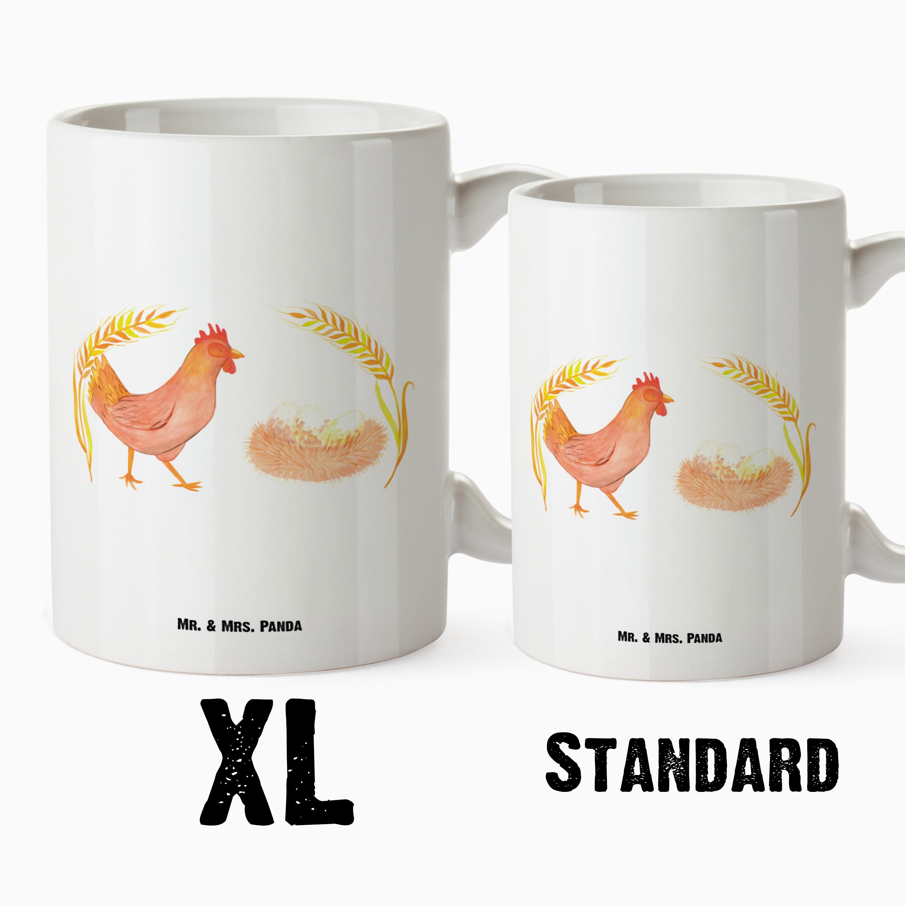 & - Mrs. Keramik Landwirtin, XL Bech, Landwirt, Geschenk, Weiß Hoftiere, Huhn Mr. XL stolz Tasse - Tasse Panda