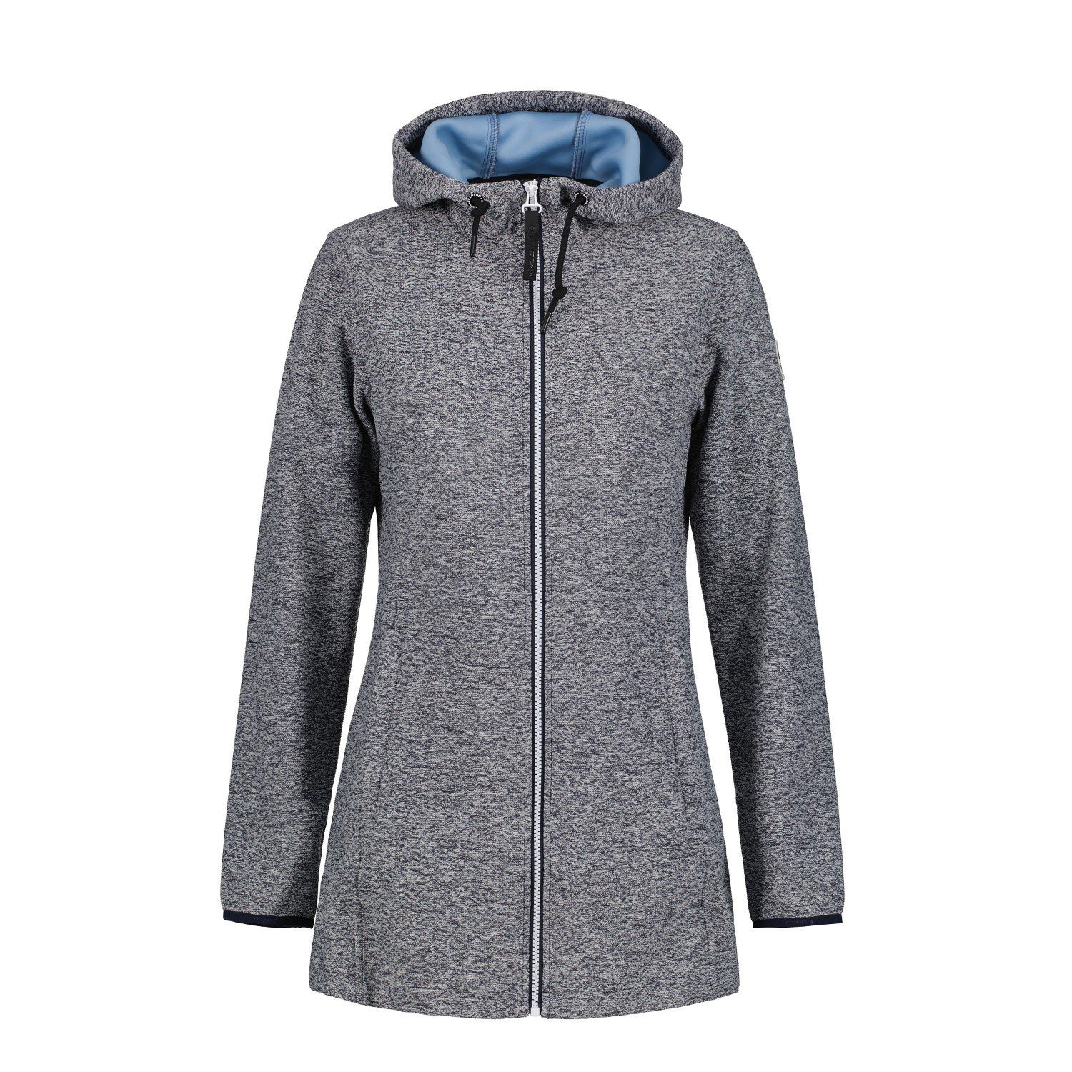 Icepeak Funktionsjacke Strickfleecejacke lang für Damen Alzey mit Kapuze Dunkelblau