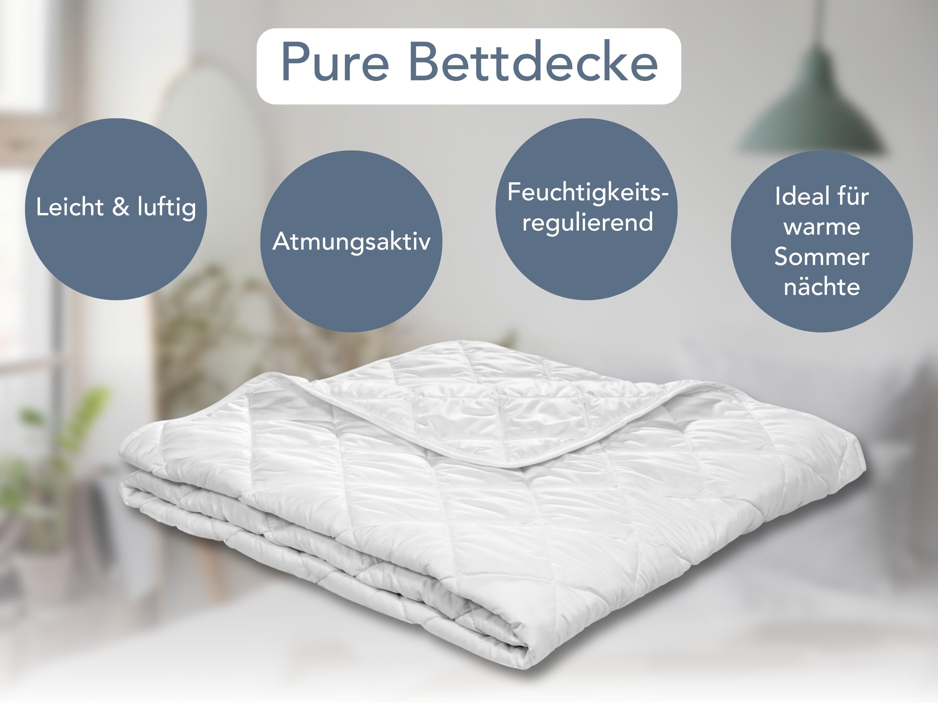 XDREAM Sommerbettdecke Pure, ultraleichtes und dünnes Steppbett, ideal für den Sommer, Füllung: Hohlfaser-Polyesterfüllung, Bezug: Polyester, allergikerfreundlich, atmungsaktiv, Kinderdecke 100x135 cm