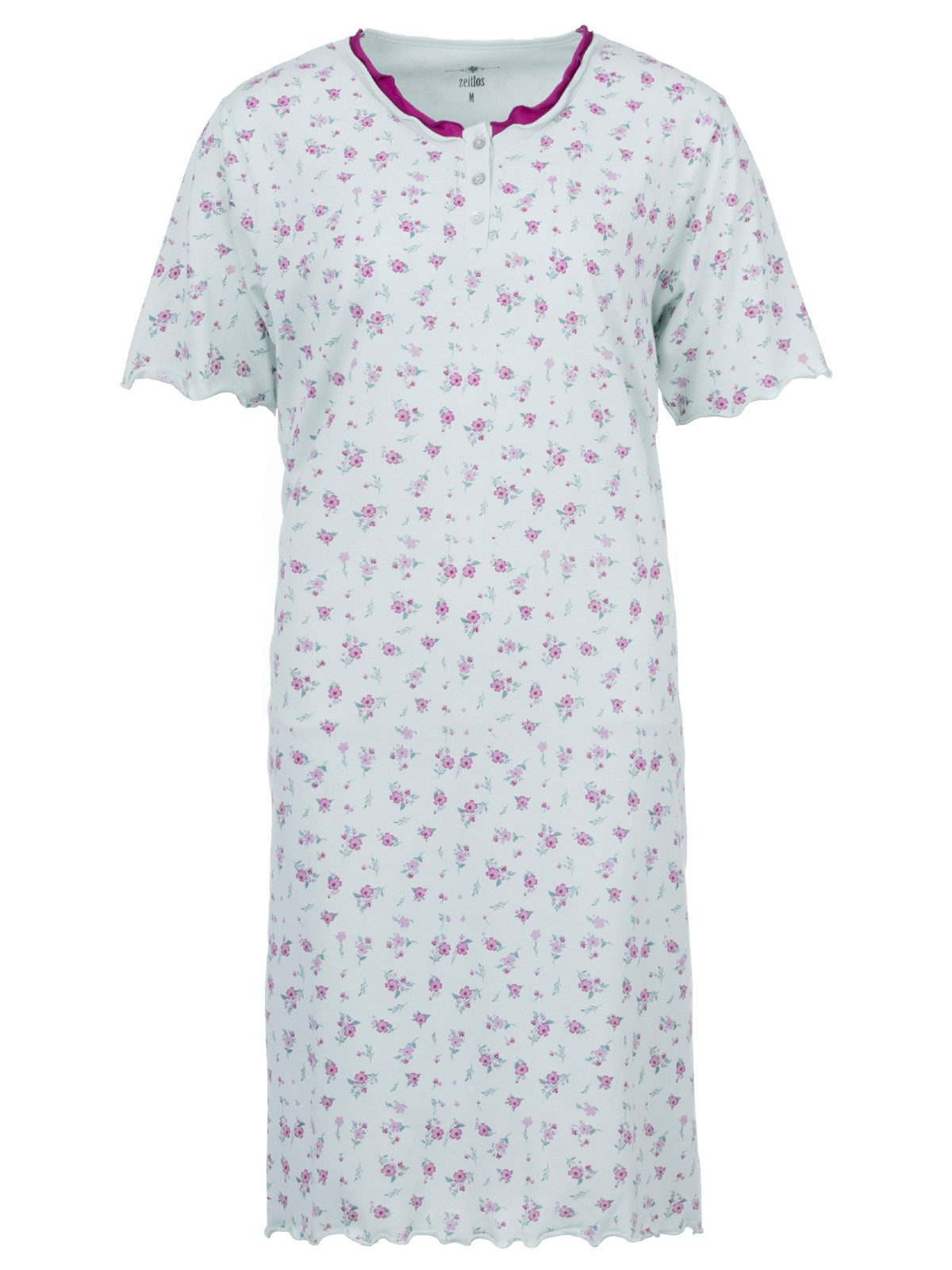 zeitlos Nachthemd Rüsche Kurzarm mit Blumen