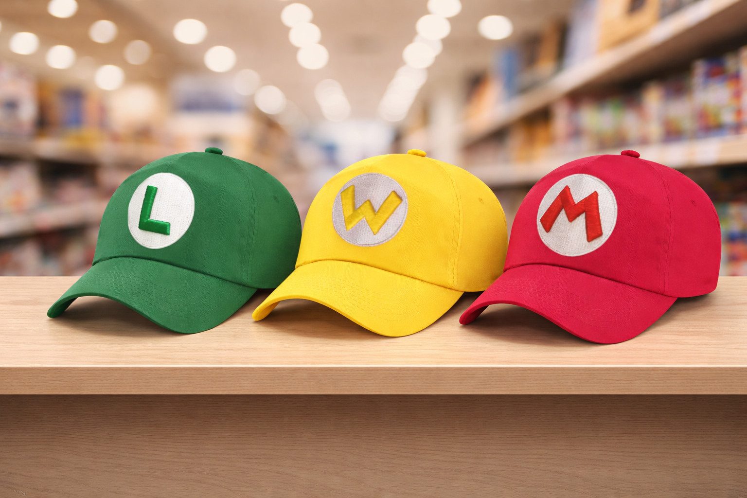 Blondie & Brownie Baseball Cap Kinder Mario Luigi Logo Stick Patch in Grün und Rot Kinder Mario Baseball Cap rot mit Stick Patch Retro Gaming Style – Bild 5 von 5