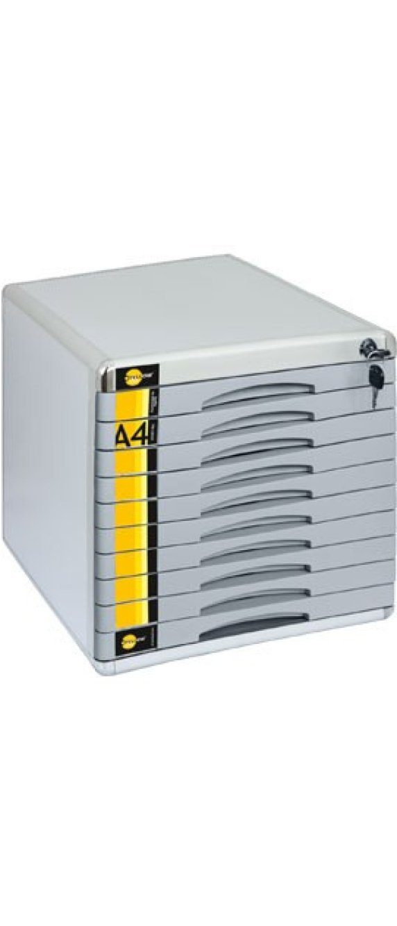 Yellow One A4, Ordnungsbox für 1-Stück), Beschriftungsfeldern Ablagebox mit 10 (Stück, und passend Fächern Dokumentenbox, Schubladenbox abschließbar