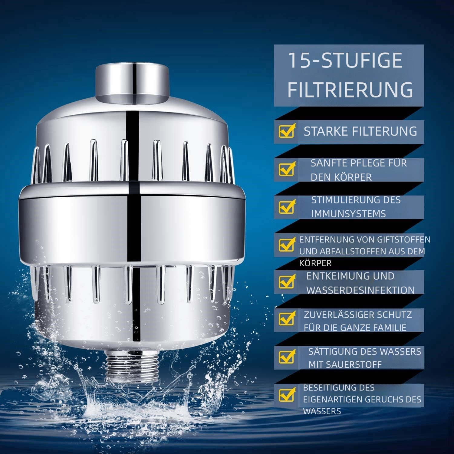 PFCTART Regenduschkopf Duschkopf mit Filter – 15-Stufen-Set gegen Kalk & Ch günstig online kaufen