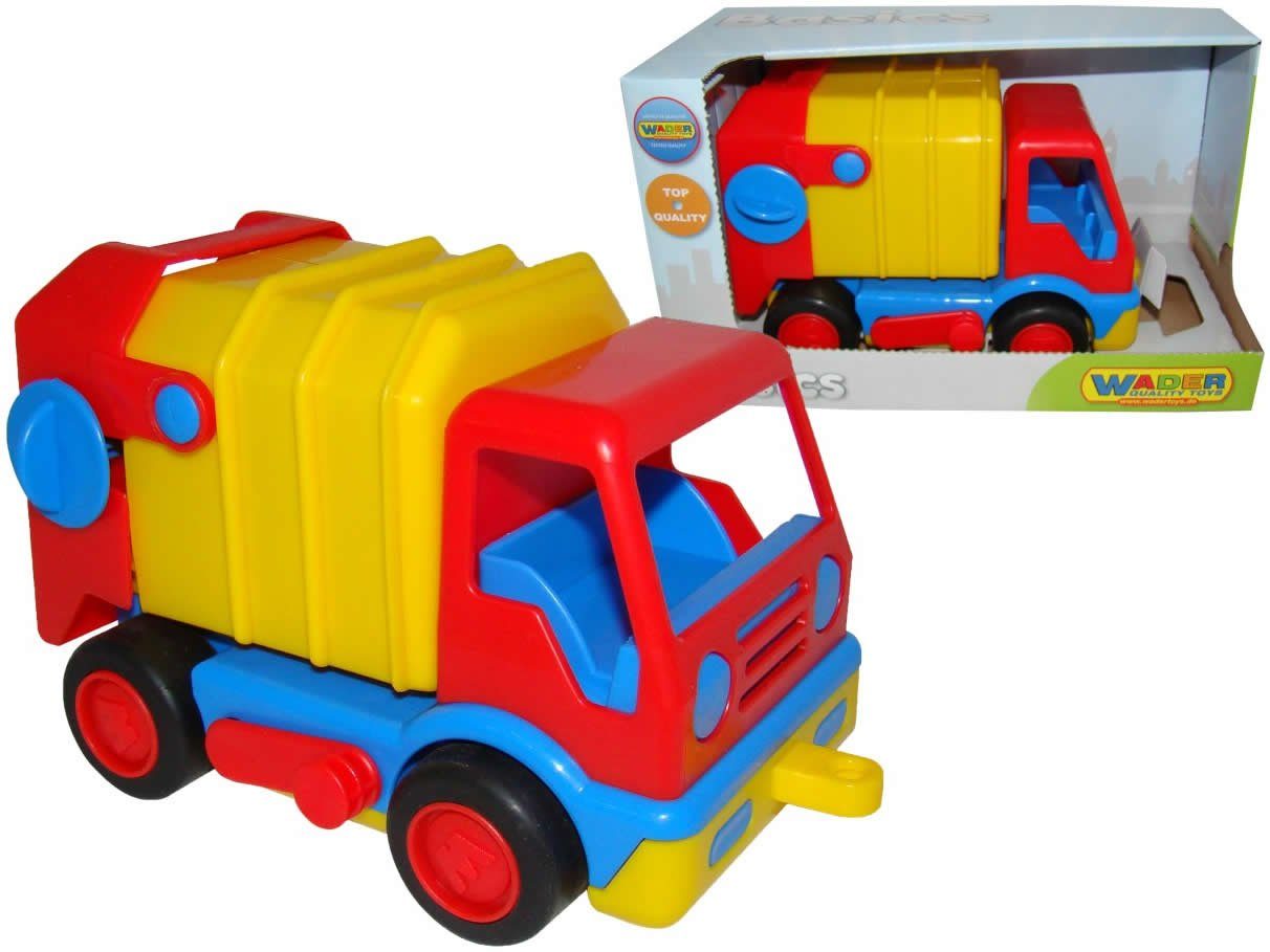 WADER QUALITY TOYS Spielzeug-Müllwagen WADER Basics Müllauto LKW mit Mülltonne