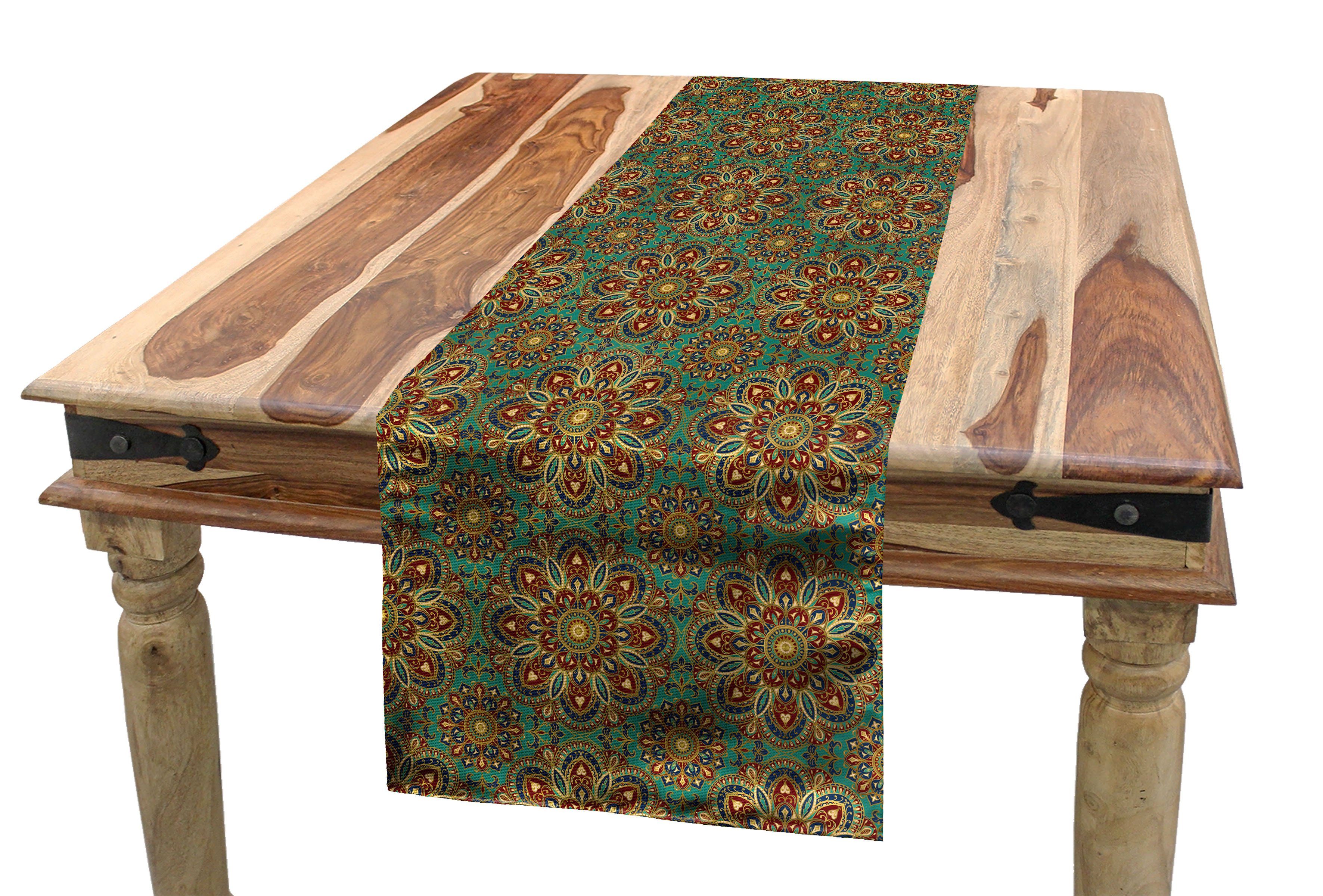 Abakuhaus Tischläufer Esszimmer Küche Rechteckiger Dekorativer Tischläufer, Mandala Mystic Orient Element