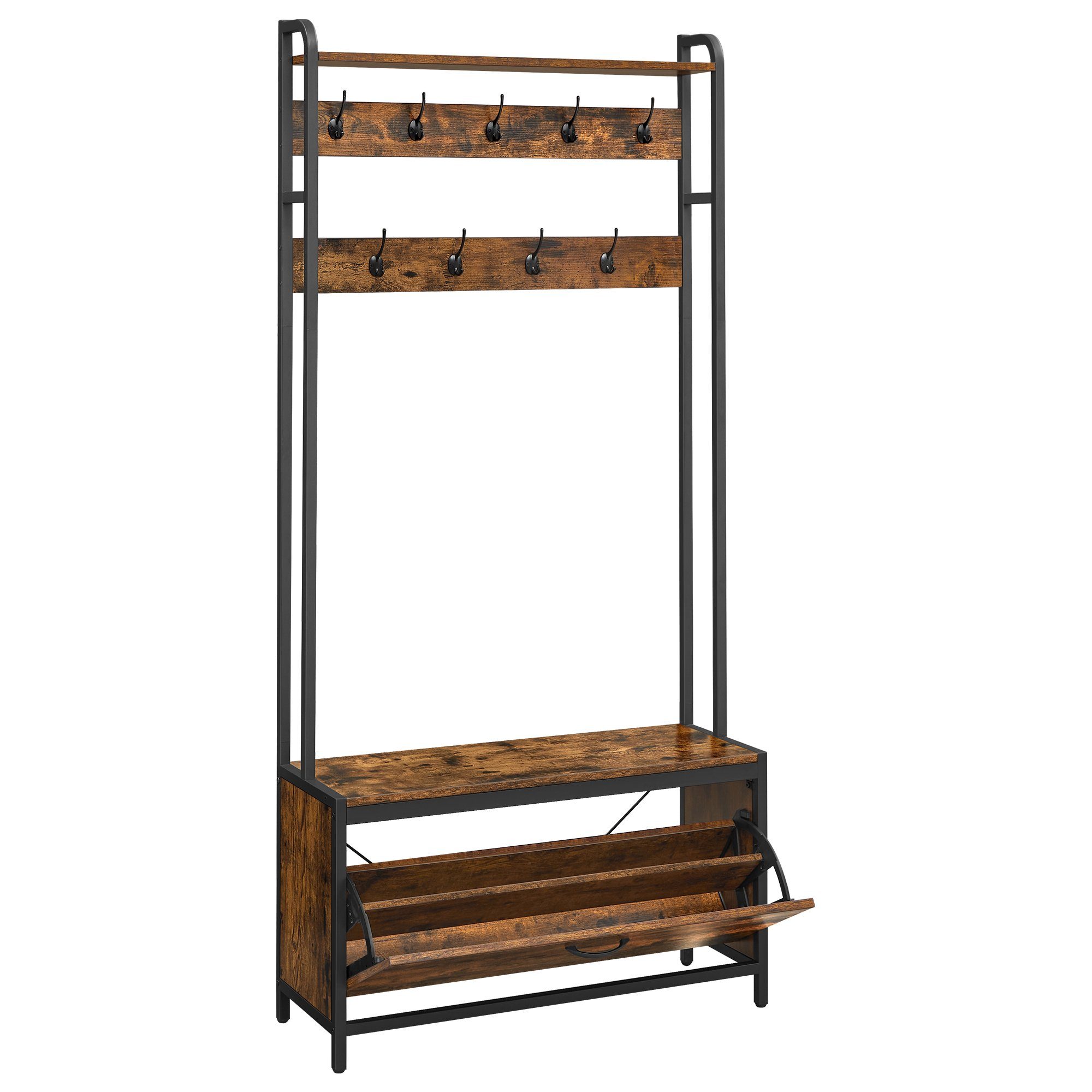 VASAGLE Garderobenständer Garderobe, mit Sitzbank, 30 x 85 x 180 cm günstig online kaufen