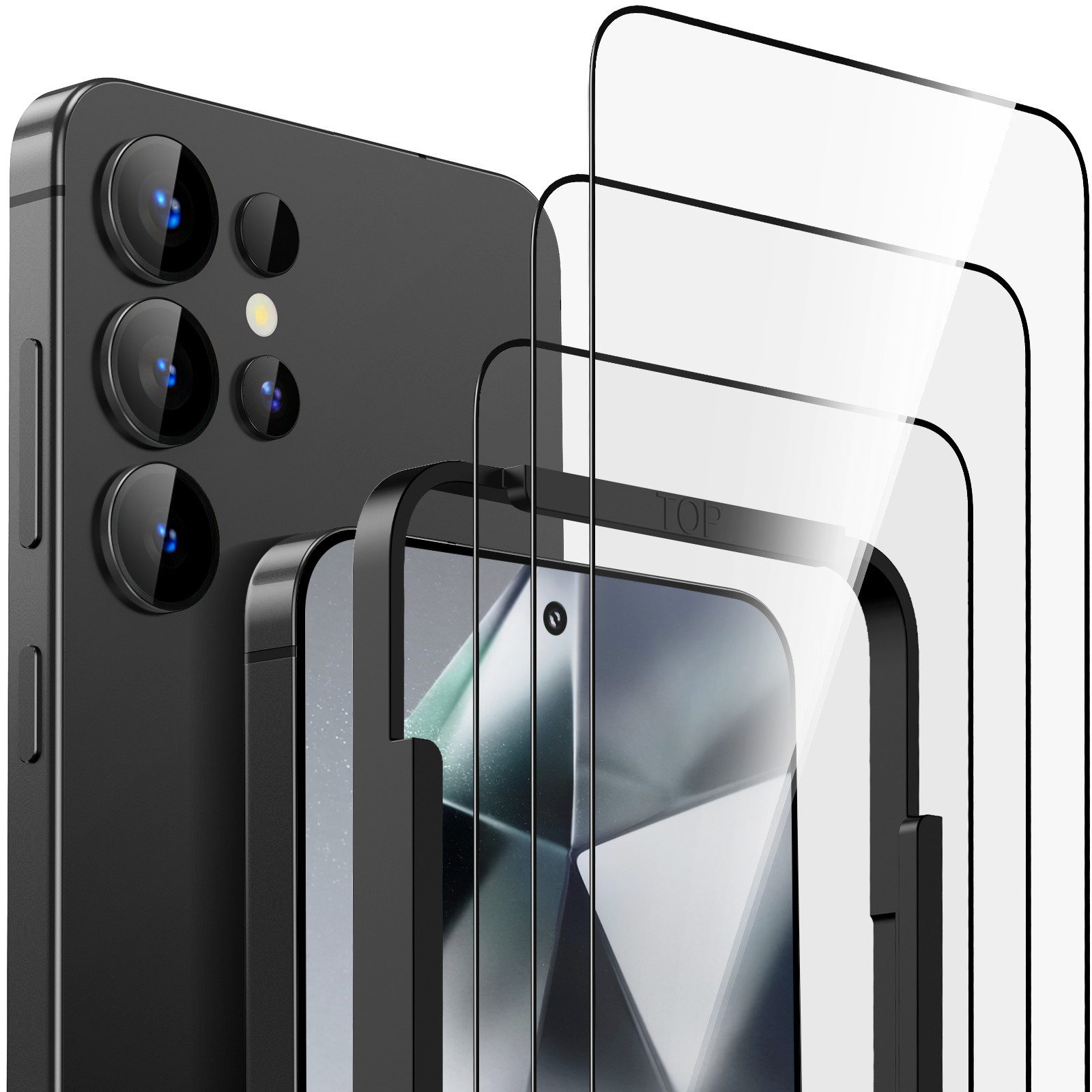 Joysaf Schutzfolie Panzerglas Kompatibel mit, (Samsung Galaxy S25/ Samsung Galaxy S25+/ Samsung Galaxy S25 Ultra/Samsung Galaxy S24/Samsung Galaxy S24+/Samsung Galaxy S24 Ultra, Samsung Galaxy A56/ Samsung Galaxy A36, 3 Schutzglas + 1 Montagerahmen), 9H Härte Panzerfolie, HD Displayschutz, Ultra-klar, Anti-Fingerprint.