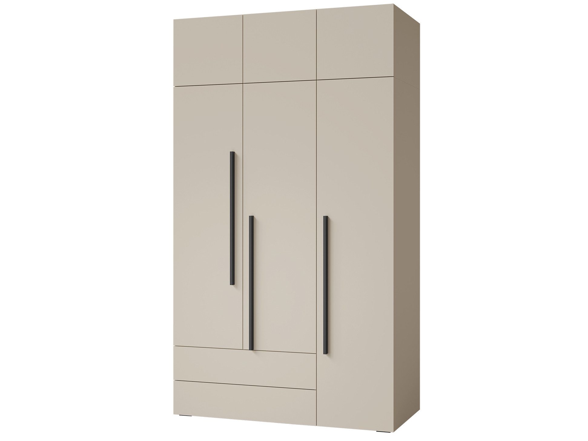 Beautysofa Kleiderschrank LARGO mit 3 Türen und 2 Schubladen (Modernes Design, Kaschmir) Drehtürenschrank mit Kleiderstange und Einlegeböden