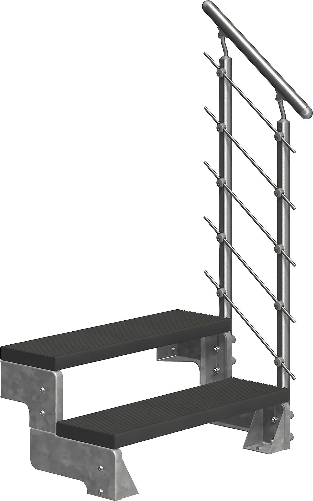 einseitigem 2 Dolle Stufen Alu/Metall/ES 44 TRIMAX®-Stufen für cm, Gardentop, Außentreppe anthrazit, offen, bis inkl. Geschosshöhen