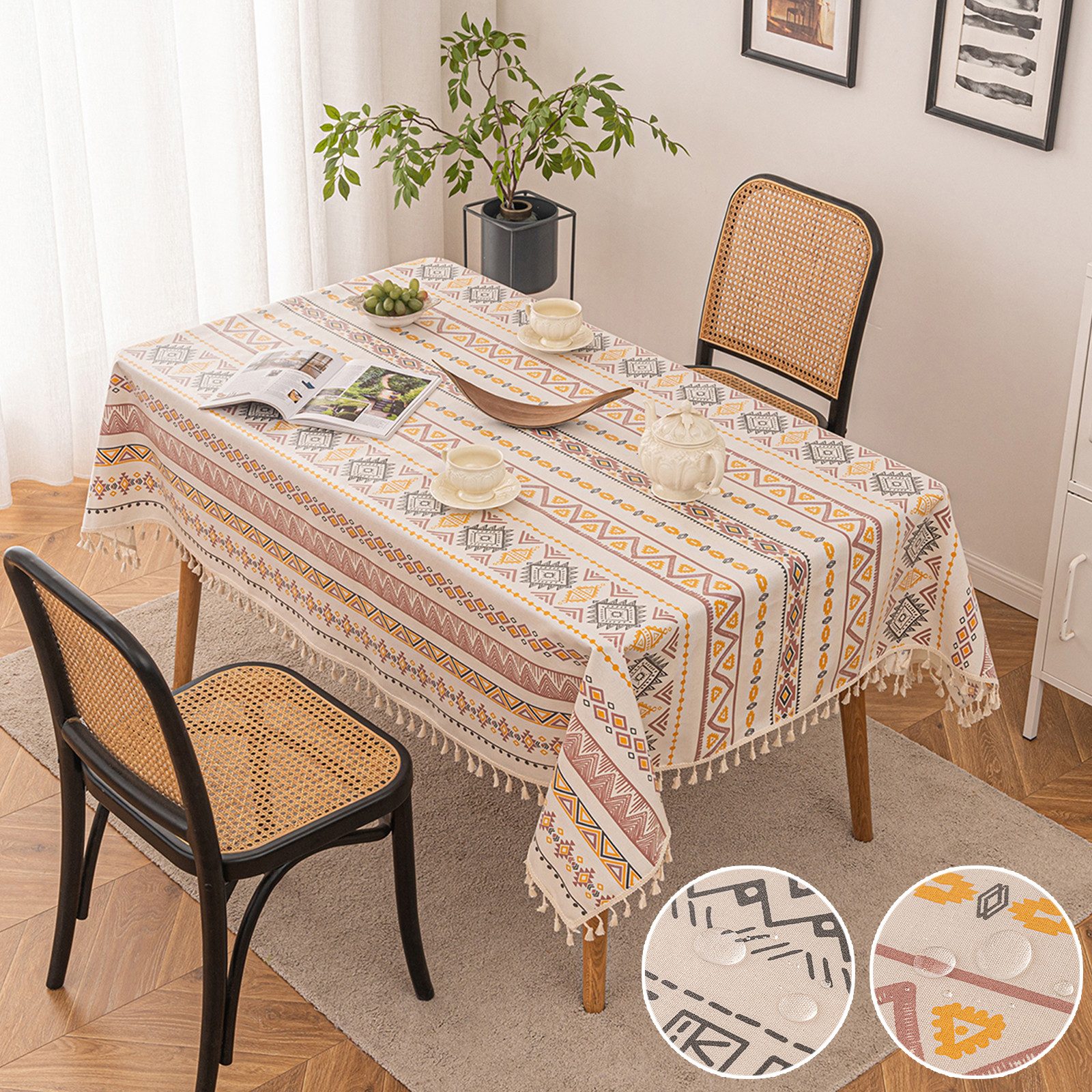 Sunicol Tischdecke Leinenoptik Tischdecke mit böhmischer günstig online kaufen