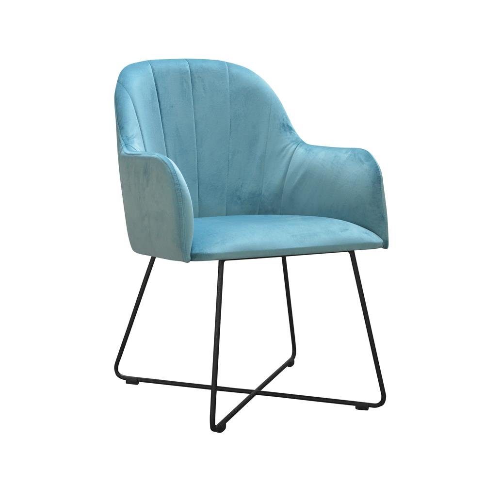 JVmoebel Stuhl, Moderne Lehnstühle Set 8 Polster Turkis Armlehne Gruppe Garnitur Stühle Design Hellblau