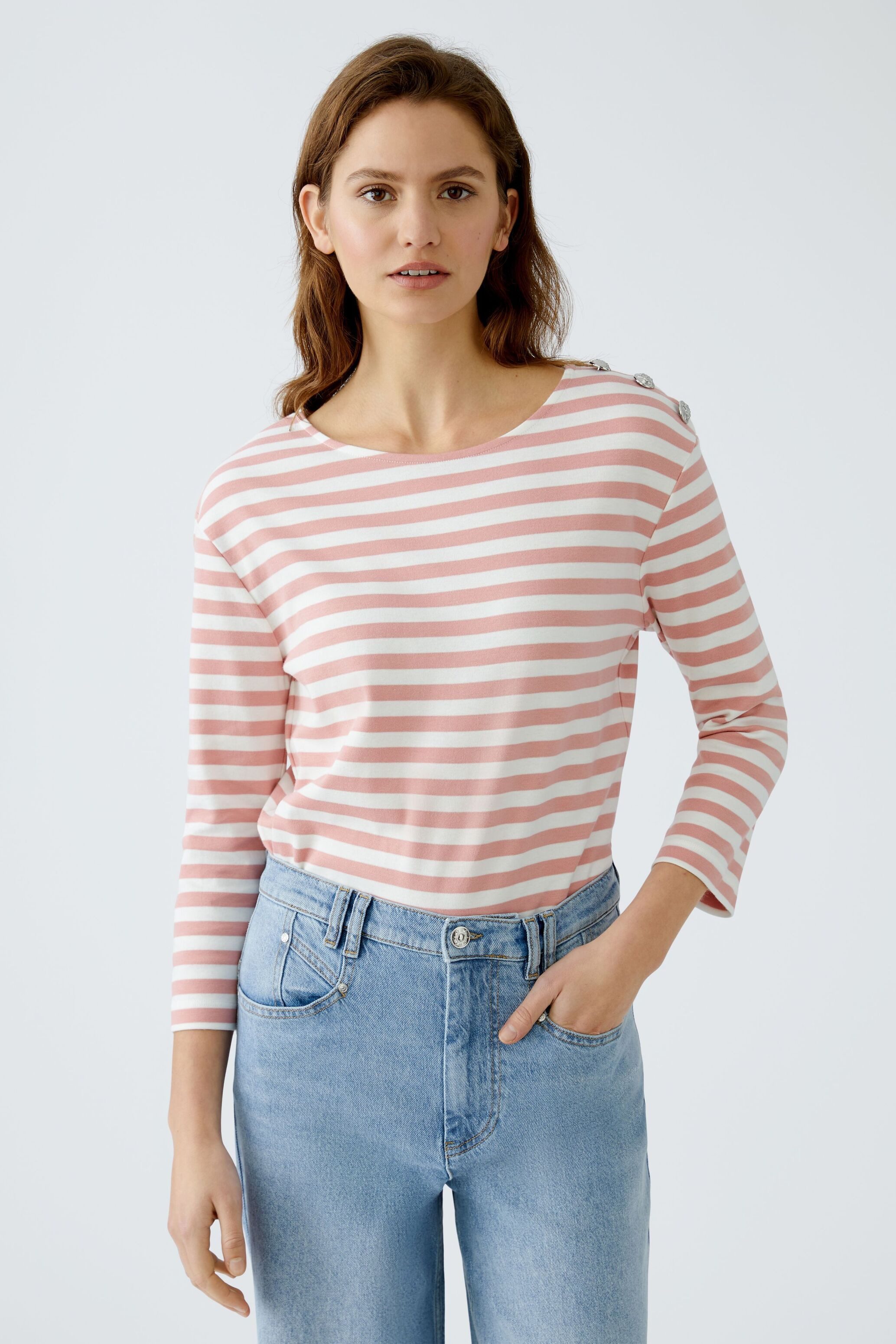 Oui Langarmshirt SUNALA T-Shirt reine Baumwolle günstig online kaufen