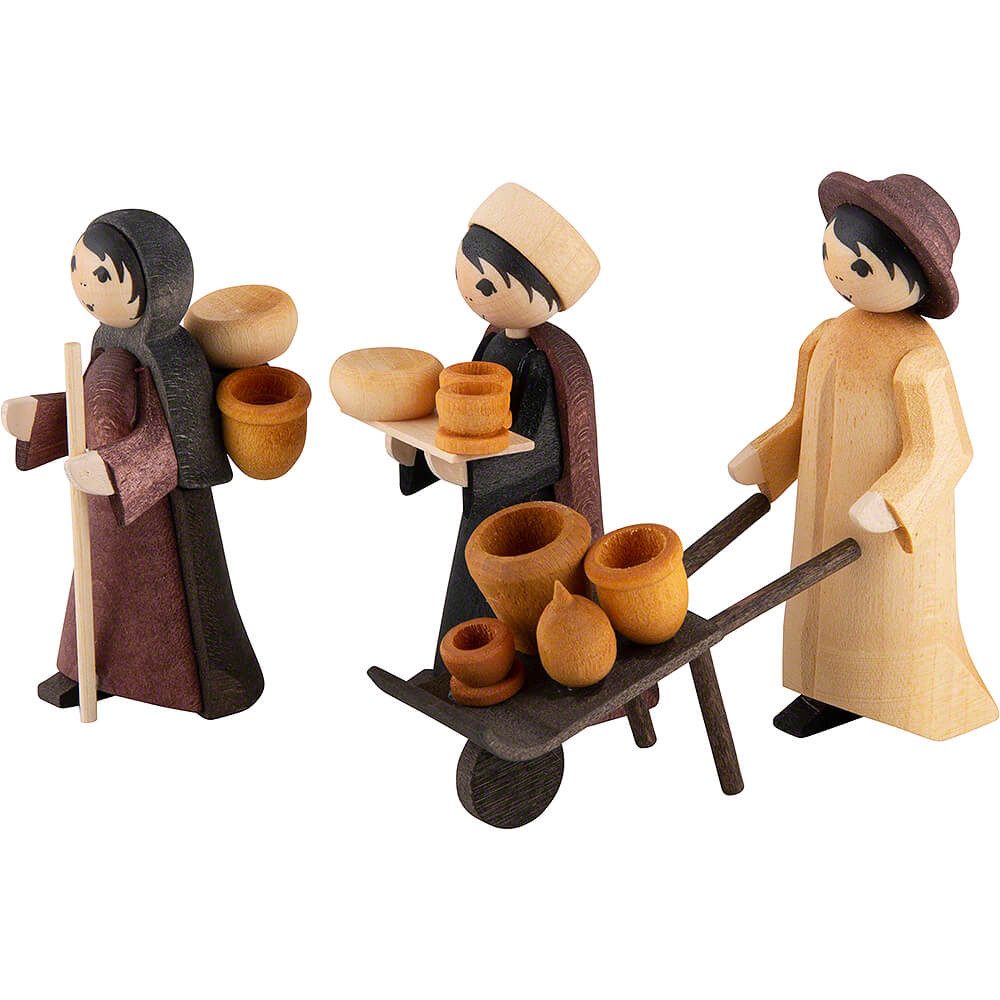 ULMIK Dekofigur Geschirrhändler 3-teilig gebeizt (7cm) von ULMIK