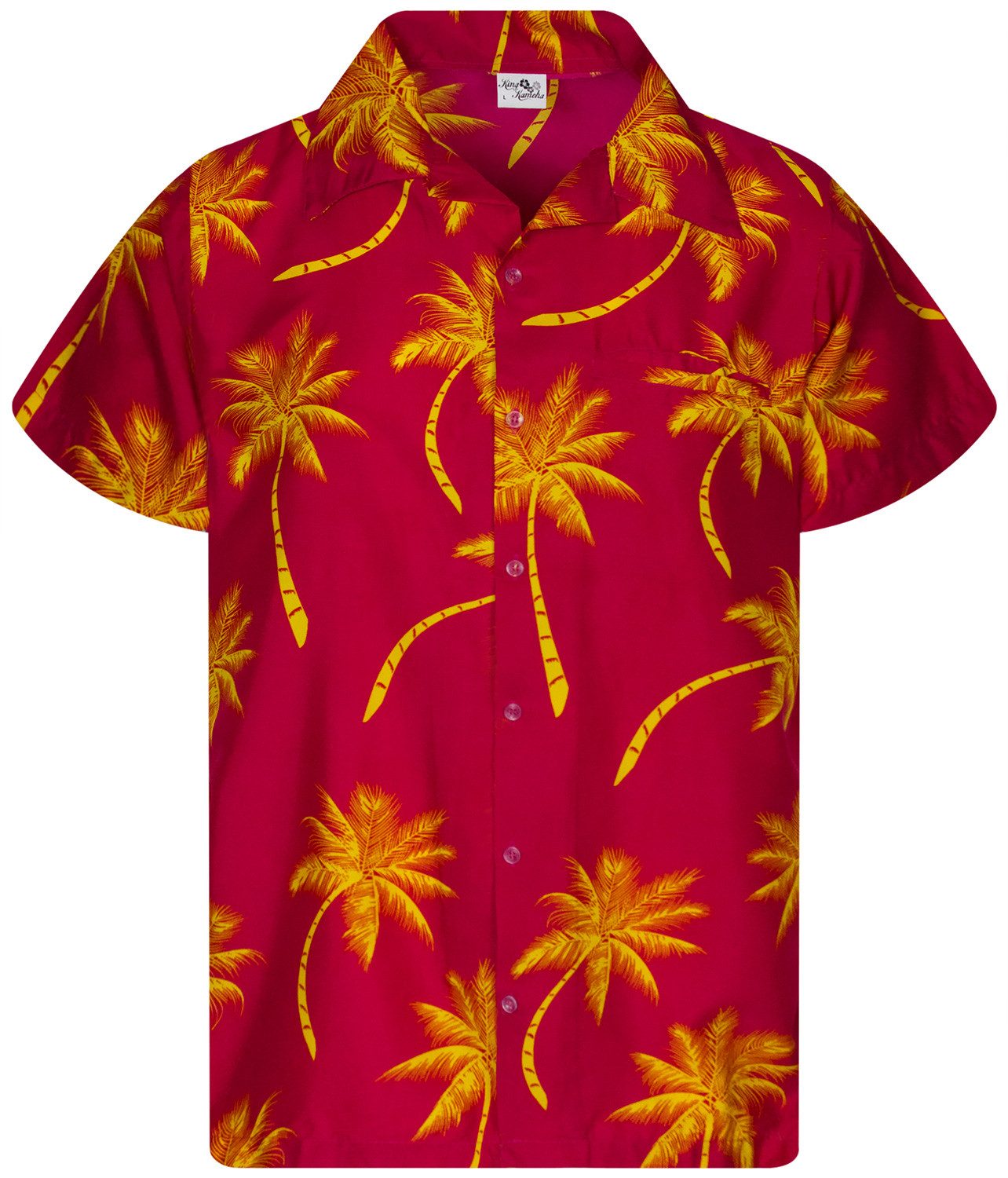King Kameha Hawaiihemd Palmshadow Funky Hawaii-Hemd Kurzarm Front-Tasche Stylish Unisex