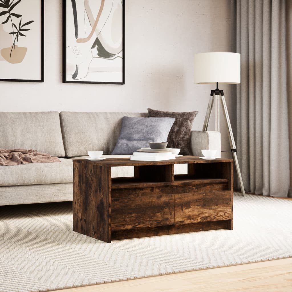 vidaXL Couchtisch LED-Couchtisch Räuchereiche Holzwerkstoff (1-St)