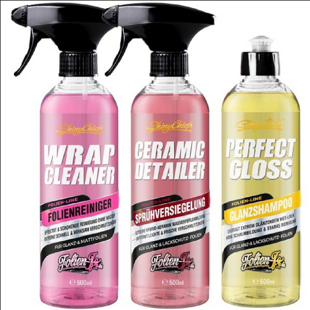 Auto-Reinigungsmittel DETAILER GLANZSHAMPOO CLEANER PERFECT WRAP (3-St) WASH KIT ShinyChiefs CERAMIC (3x500ml)