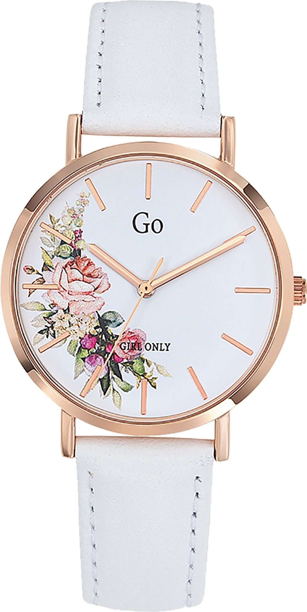 Girl Only Quarzuhr Girl Only Damenuhr Leder weiß, (Analoguhr), Damenuhr GO weiß, mittel (ca. 34mm) Lederarmband, Elegant-Style
