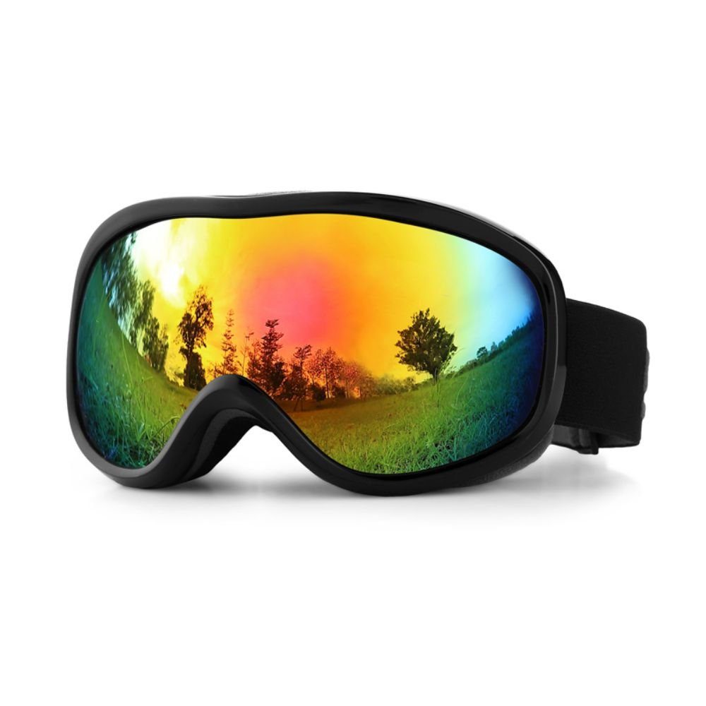 SOTOR Skibrille Skibrille Damen Herren,Snowboardbrille Anti-Fog Skifahren Schlagfest, (Doppellagige Anti-Beschlag-Skibrille, Skibrille mit großem Sichtfeld), utdoor-Skiausrüstung Schwarz-Rot