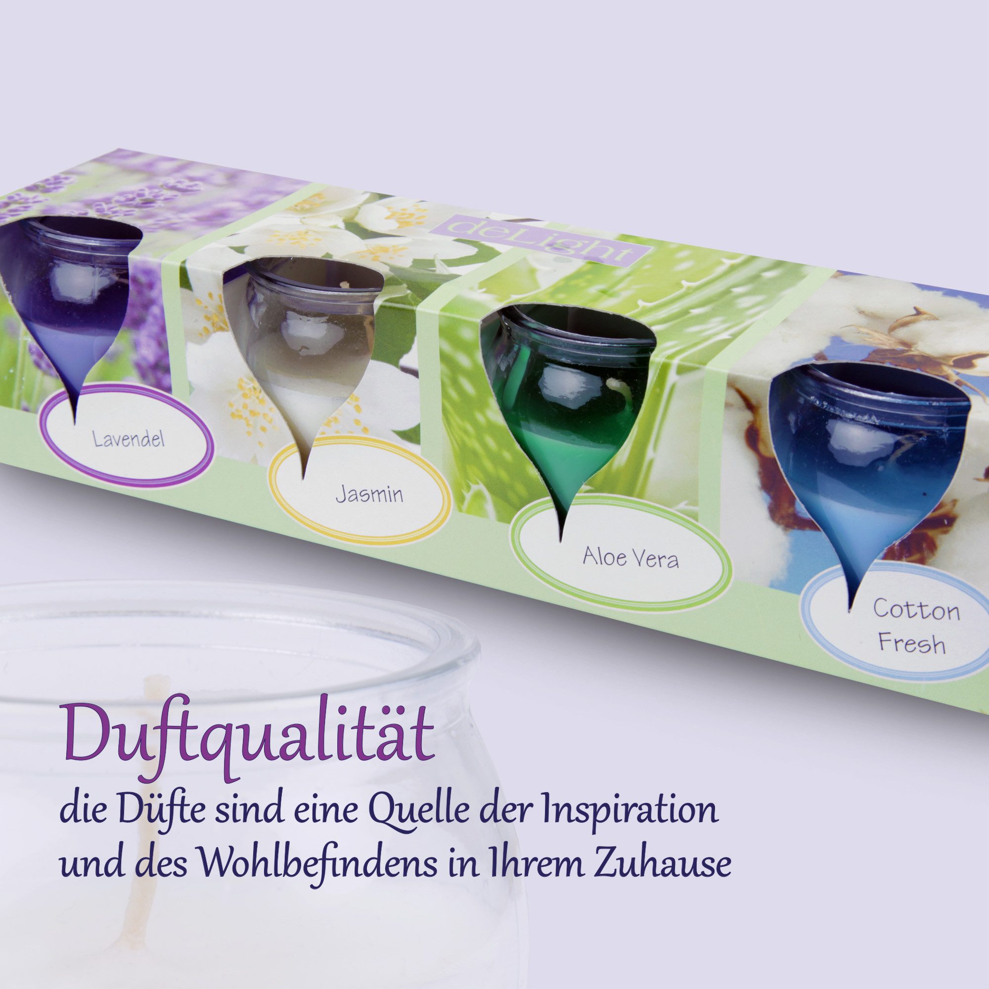 HS Candle Duftkerze Selection Duftmix im Glas (12-tlg), Floral Selection, Duftnote blumig, Ø6x6cm, 18h, für entspannte Momente – Bild 4 von 5