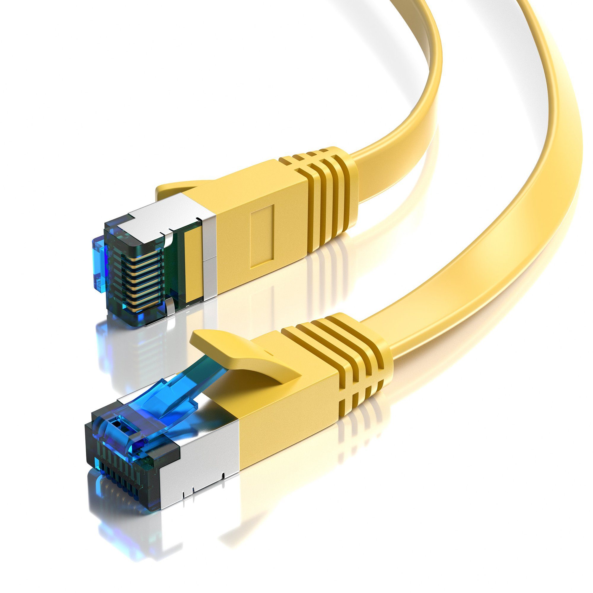 JAMEGA CAT 7 Flachkabel, RJ45 LAN Ethernet Patchkabel Netzwerk LAN-Kabel, CAT.7, RJ-45 Stecker (Ethernet) (1000 cm)