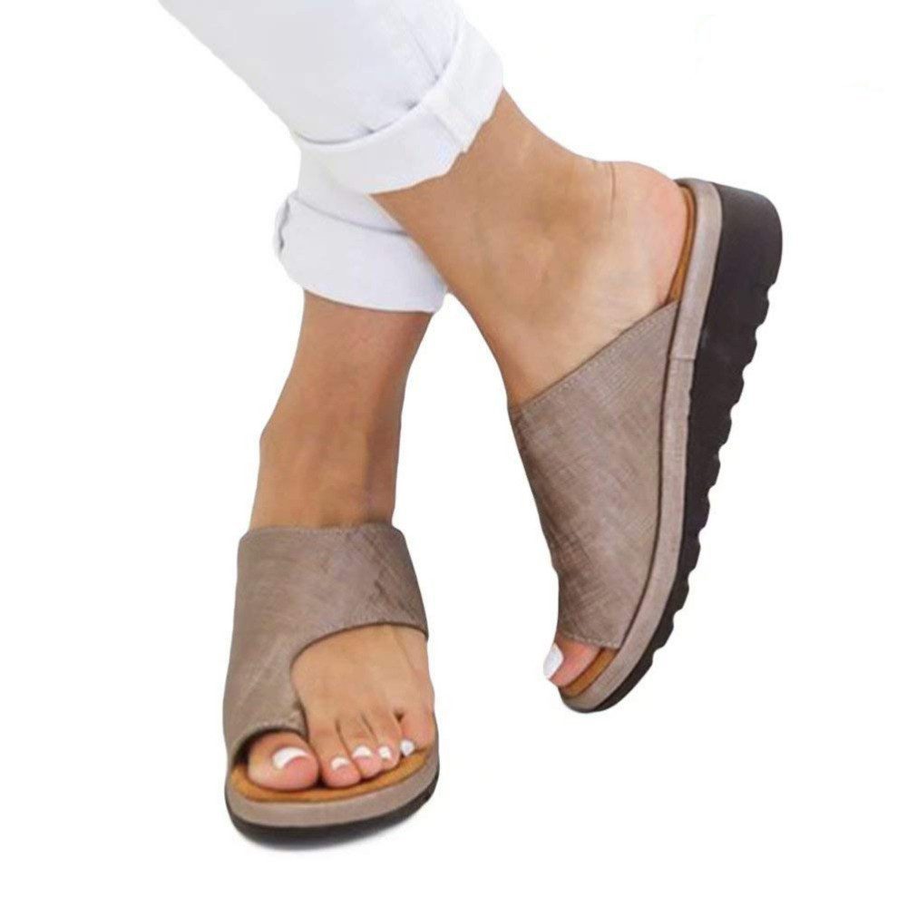 Fivejoy Mode Schrägabsatz Pantoffeln Frauen Strand Sandalen Zehentrenner (Frauen Sandalen mit geteilter Spitze)