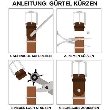 COLOGNEBELT Ledergürtel OM55-SL-Hellbraun MADE IN GERMANY, Hellbraun Kürzbar, 100 % Echtleder, Aus einem Stück, Unisex