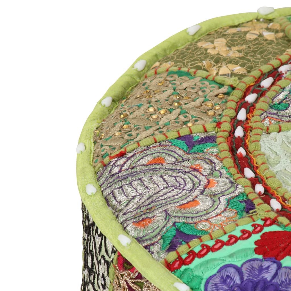 vidaXL Polsterhocker Patchwork Sitzpouf Rund Baumwolle Handgefertigt 40x20 cm Grün (1 St)