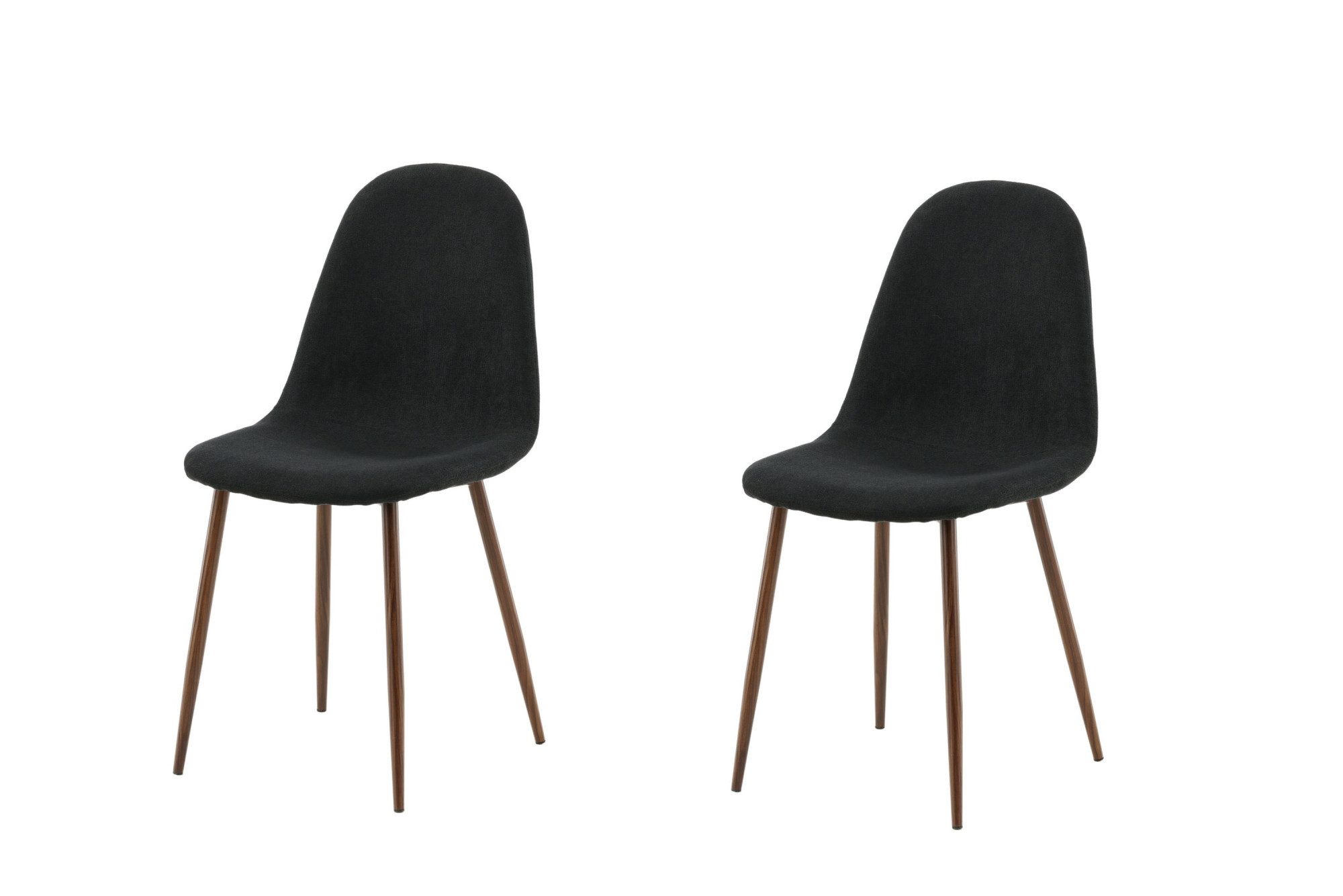 Venture Home Esszimmerstuhl Polar, 2er-Set Esszimmerstühle in Schwarz-Stoff, Walnussbeine, 150 kg (2 St), Polsterstuhl, Stoffbezug, Walnuss-Optik-Beine, abgerundet, einladend