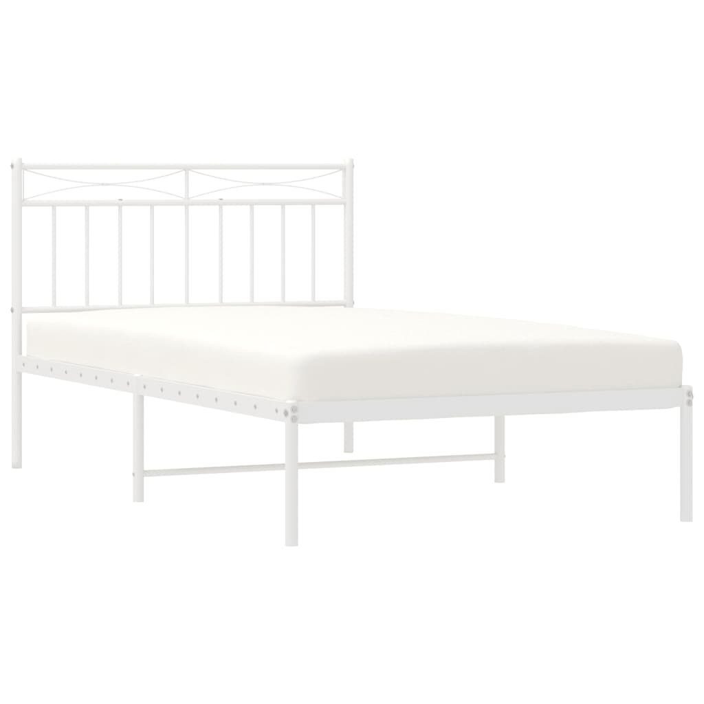 Bett Bettgestell mit Kopfteil Metall Weiß 107x203 cm
