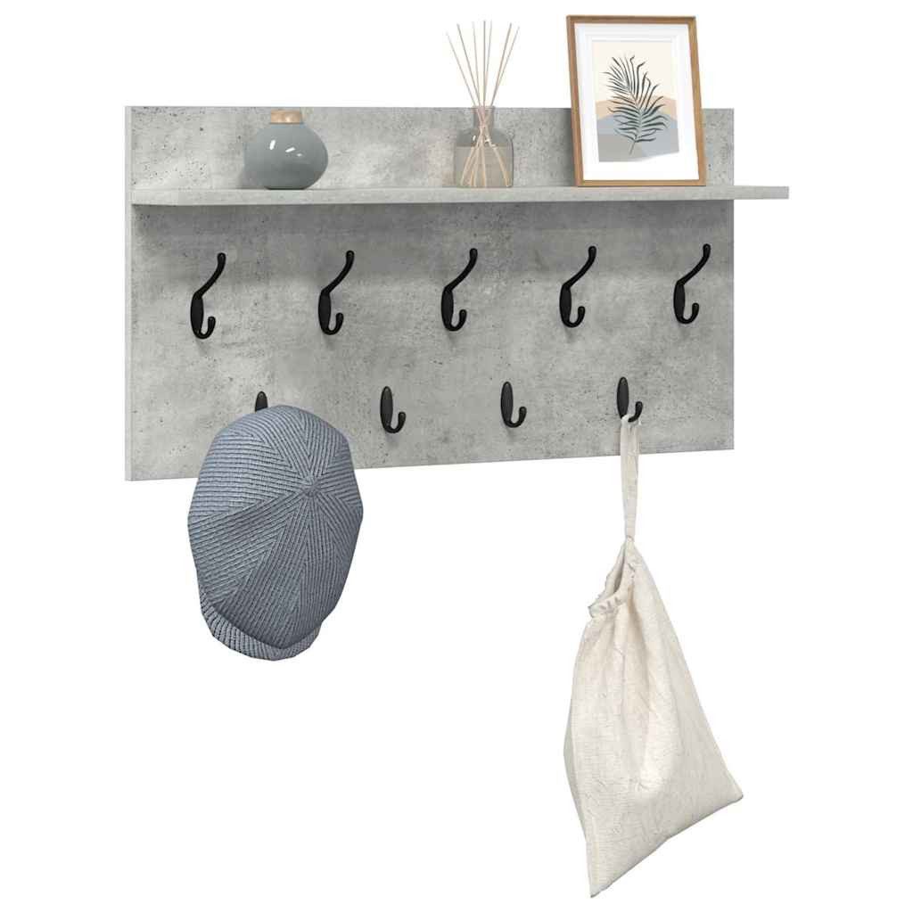 furnicato Garderobenständer Wandgarderobe mit Regal 80 x 40 x 12 cm Beton Grau, Garderobenständer mit Ablagefläche und Haken für deinen Flurbereich