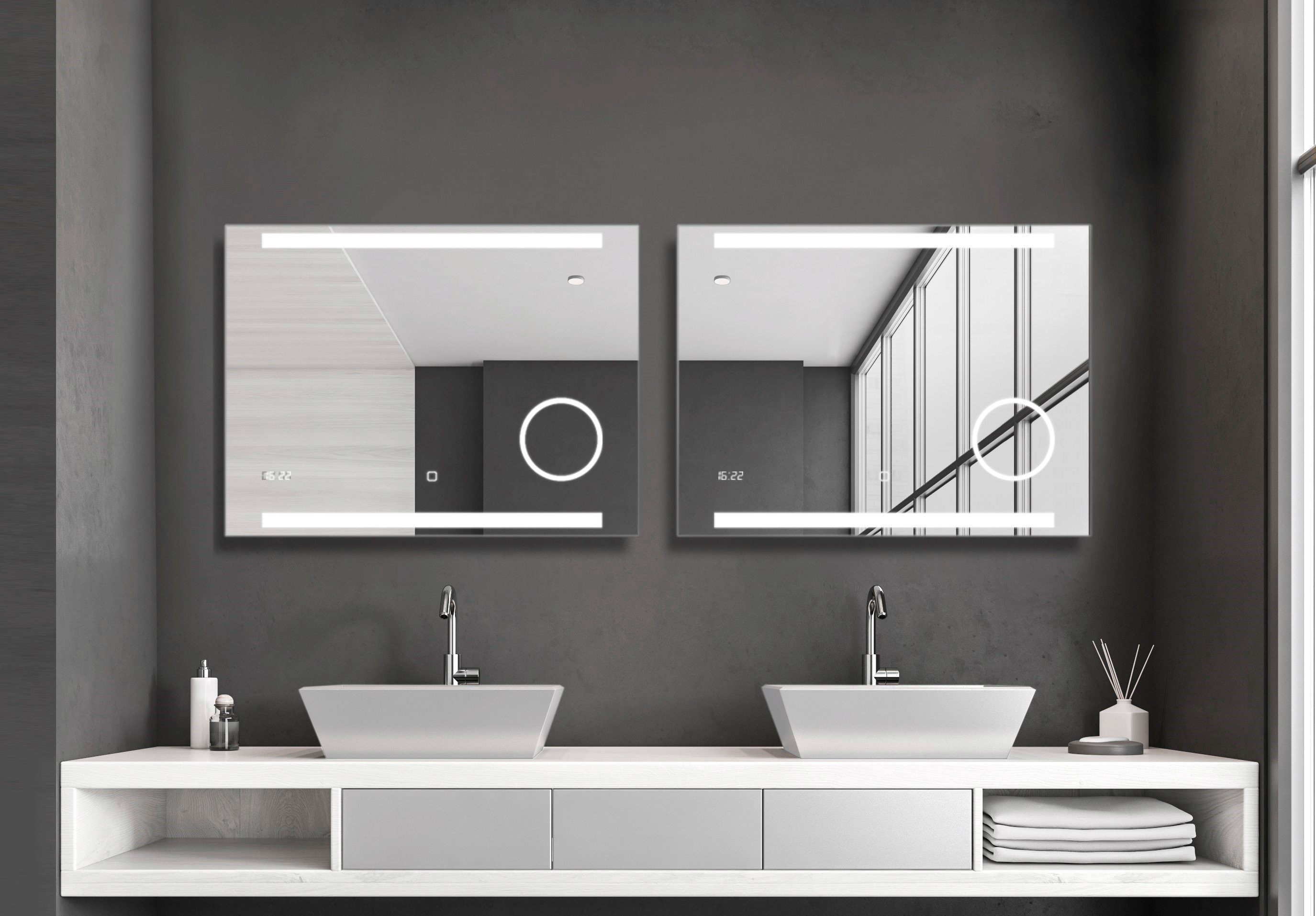 LED Badspiegel mit Beleuchtung TALOS 80x60 Spiegel Badezimmerspiegel Wandspiegel 
