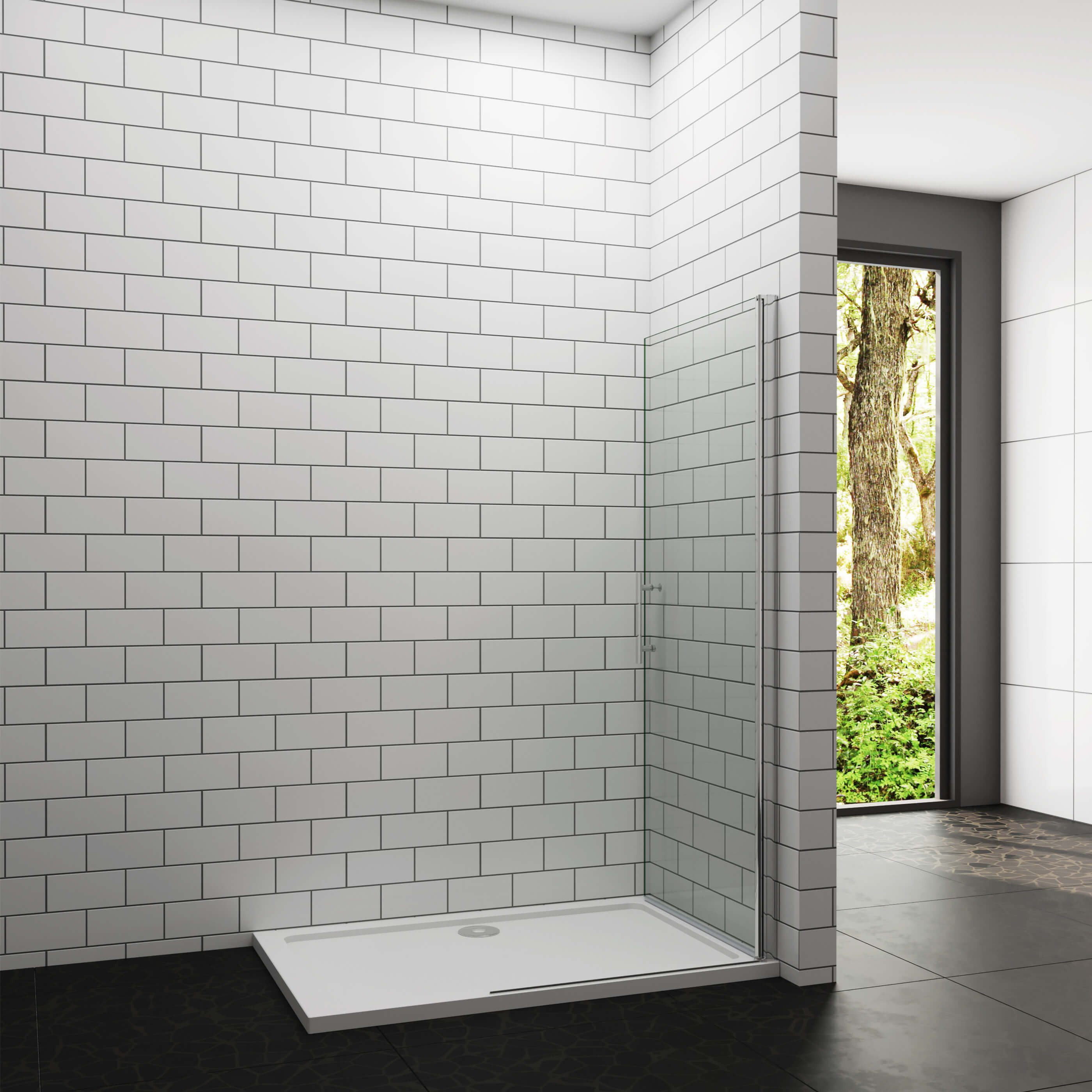 AICA Dusch-Einflügeltür Schwingtür Duschtür Eckeinstieg Duschabtrennung Dusche Duschkabine, 70x180 cm, 6mm ESG klares Sicherheitsglas, (links und rechts montierbar) mit Antikalk- Versiegelung,ebenerdiger Einbau möglich