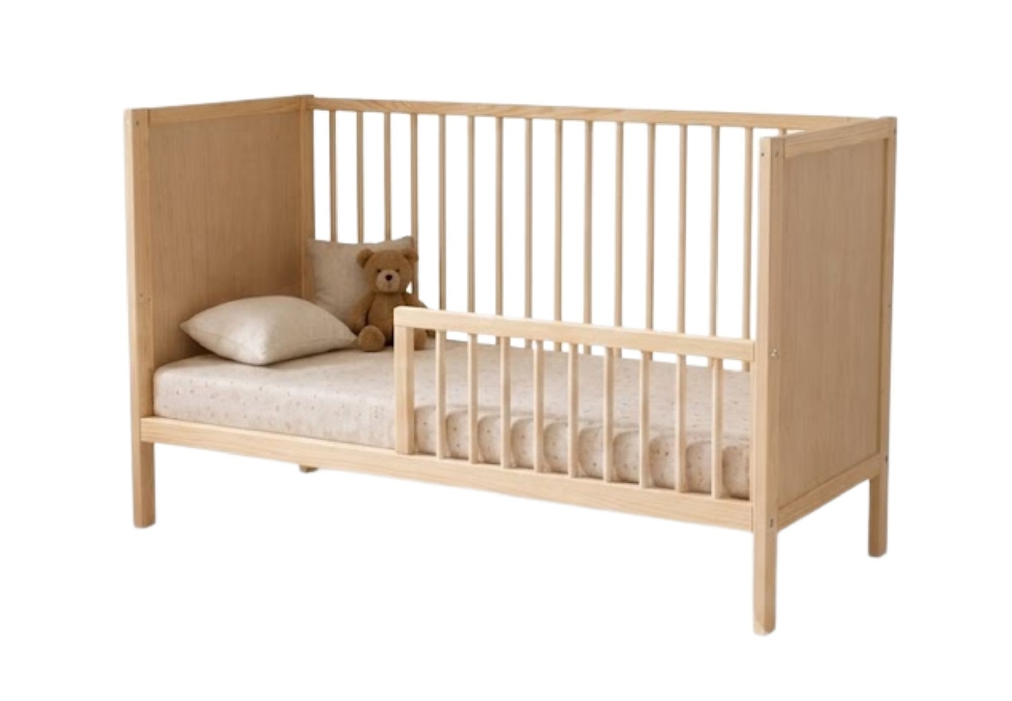 Kids Collective Babybett Kinderbett Gitterbett 60x120/70x140 cm modular & höhenverstellbar Holz, verschiedene Varianten wählbar, massives Holz, ab Geburt Natur
