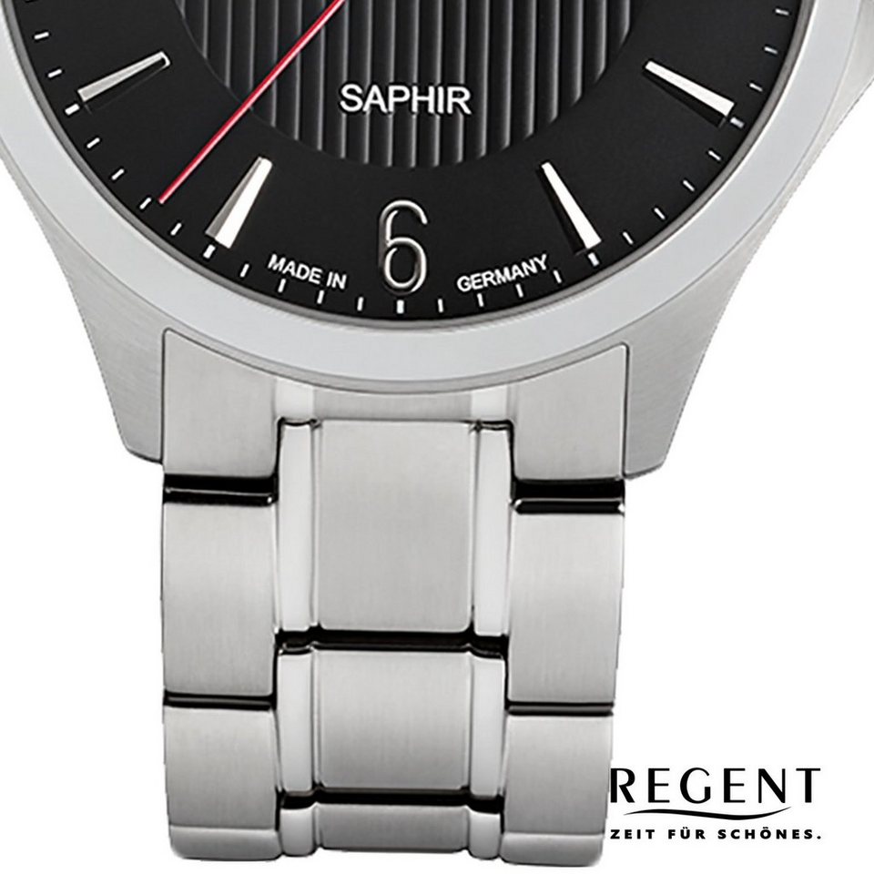 Regent Quarzuhr Regent Herren Uhr GM-1632 Metall Quarz, Herren Armbanduhr  rund, groß (ca. 41mm), Metallarmband