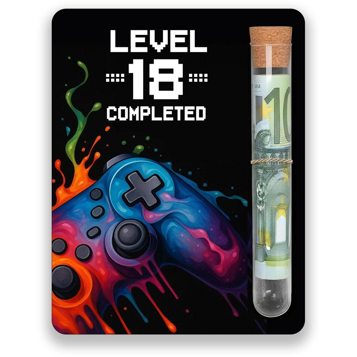 LuxusKollektion Geburtstagskarte Geldgeschenk 18. Geburtstag Holz Gamer Level Completed