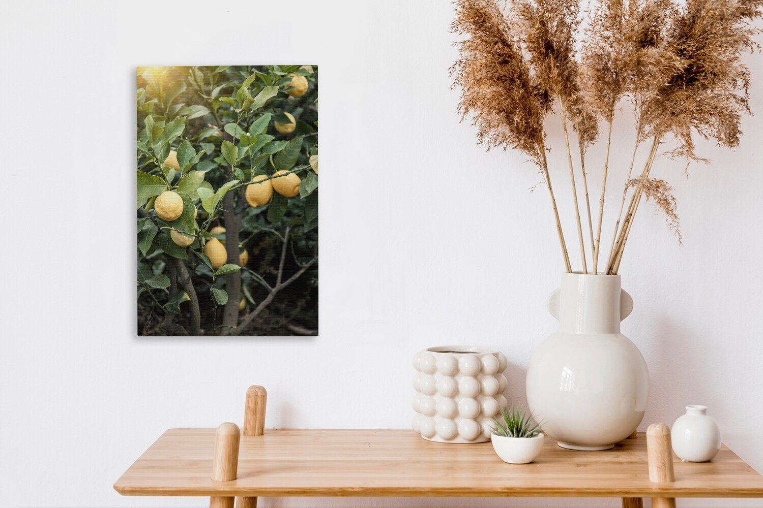 20x30 Zitronenbaums, cm eines Leinwandbild OneMillionCanvasses® Gemälde, inkl. bespannt Leinwandbild (1 Zackenaufhänger, St), fertig Nahaufnahme