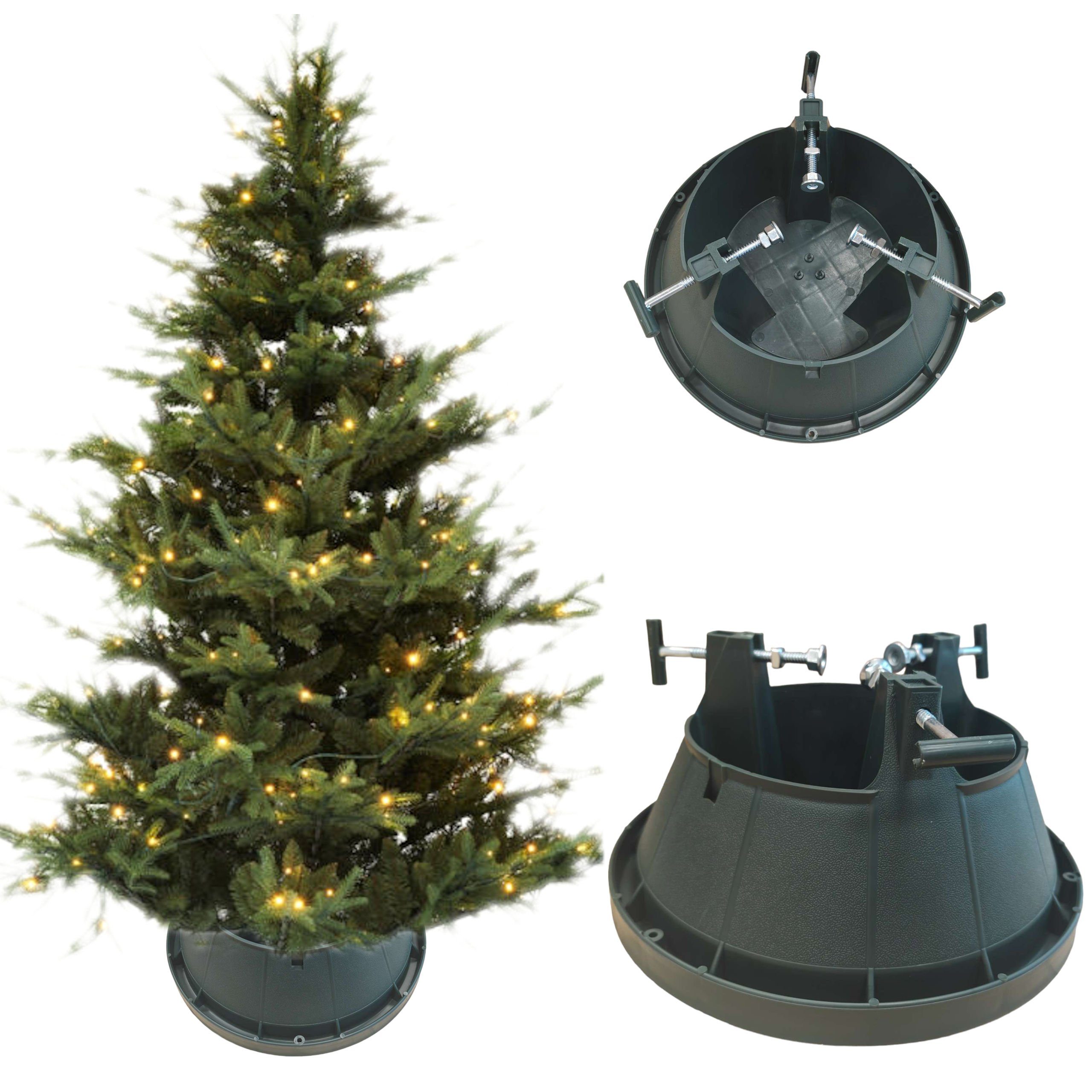 COIL Christbaumständer Ständer mit Schraubfixierung – bis Ø 12/15 cm – Stabiler (Farbe: Grün, Material: Kunststoff), 5 l/ 6,4 l, Durchmesser 40,5 cm/51,5 cm, Höhe 20,5 cm
