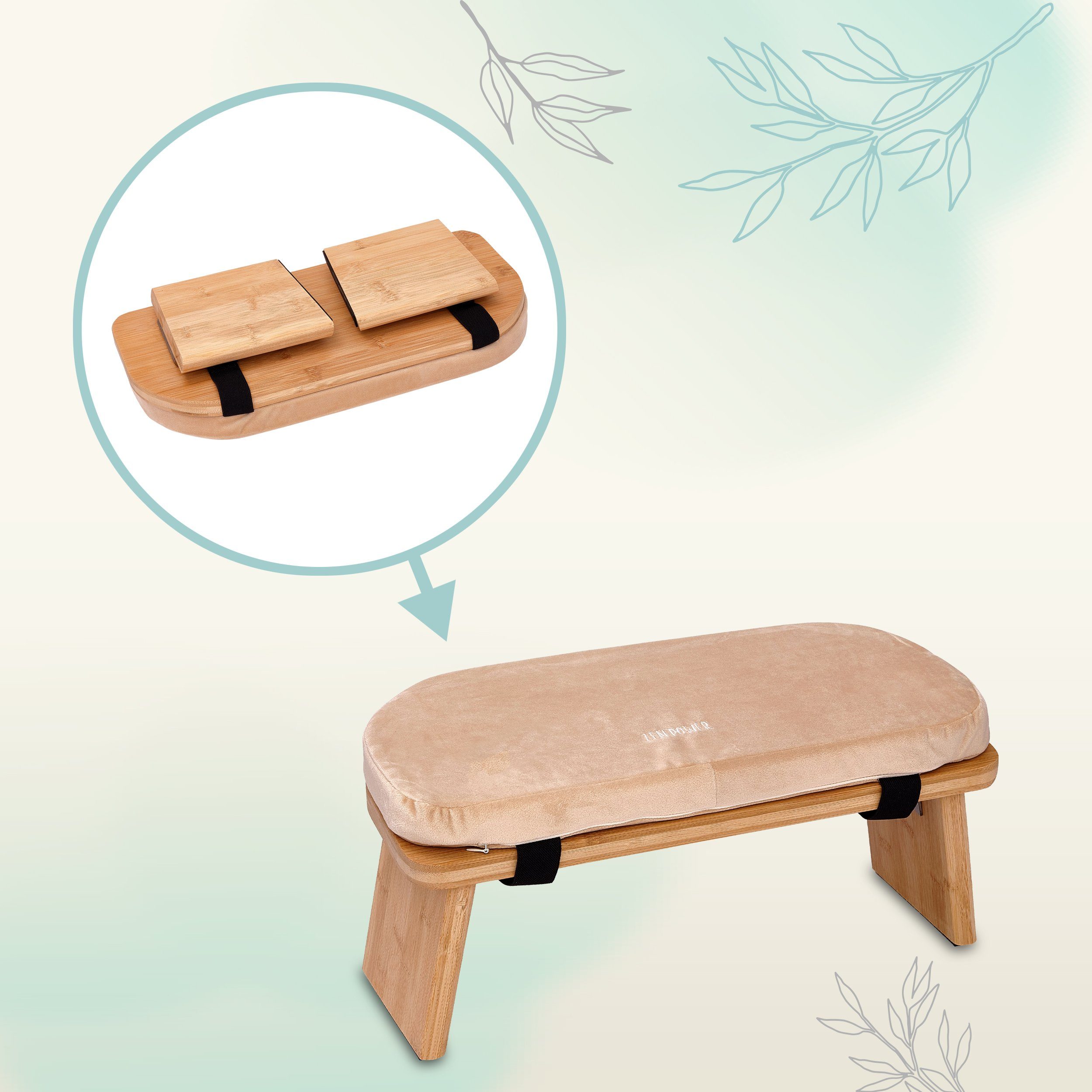 ZenPower Yogablock Meditationshocker Yogabank, zusammenklappbar, ergonomisch, stabil