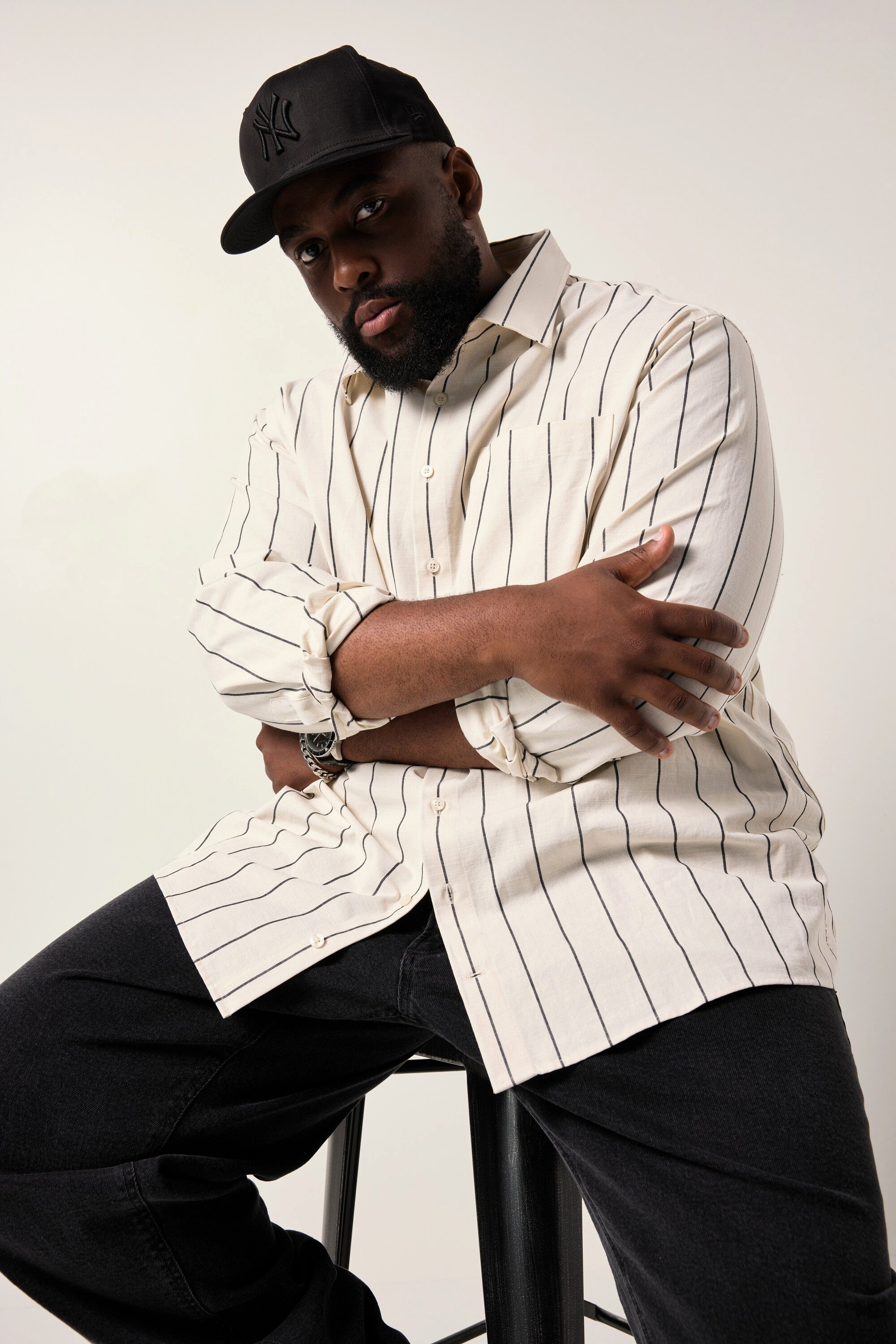 STHUGE Businesshemd Streifenhemd Langarm Boxy Fit